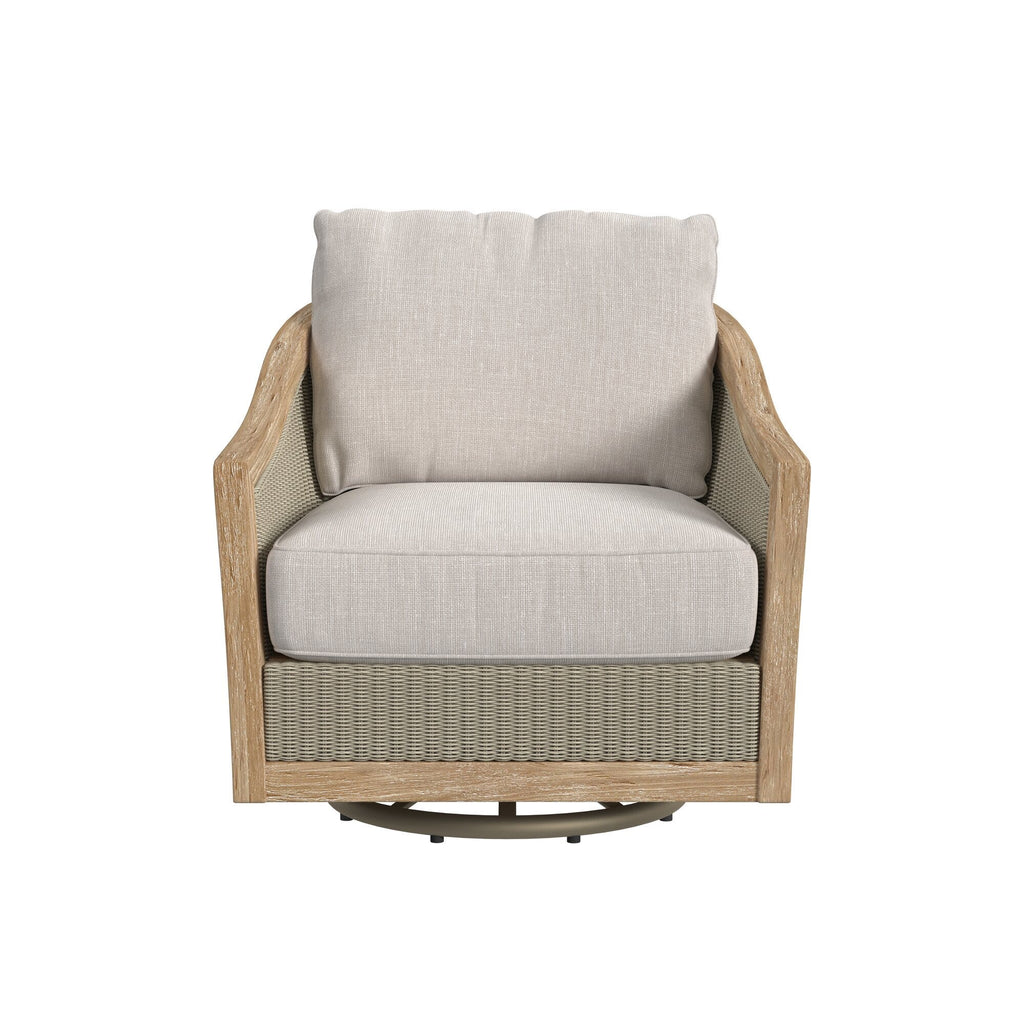 Cambria Swivel Club Chair in Canvas Canvas w/ Self Welt