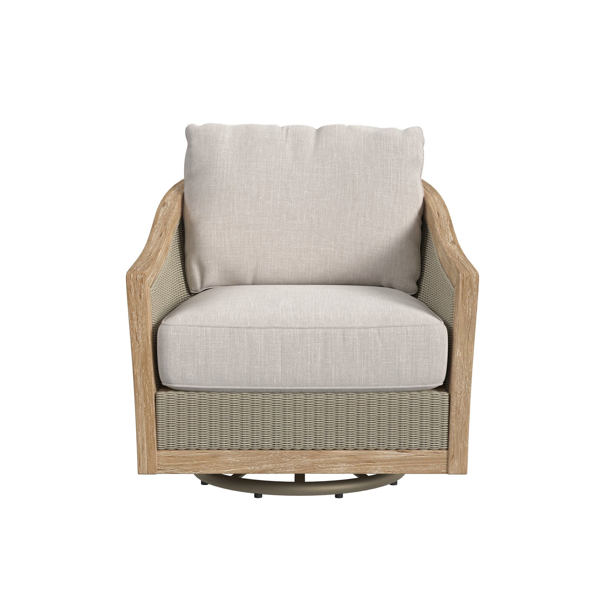 Cambria Swivel Club Chair in Canvas Canvas w/ Self Welt