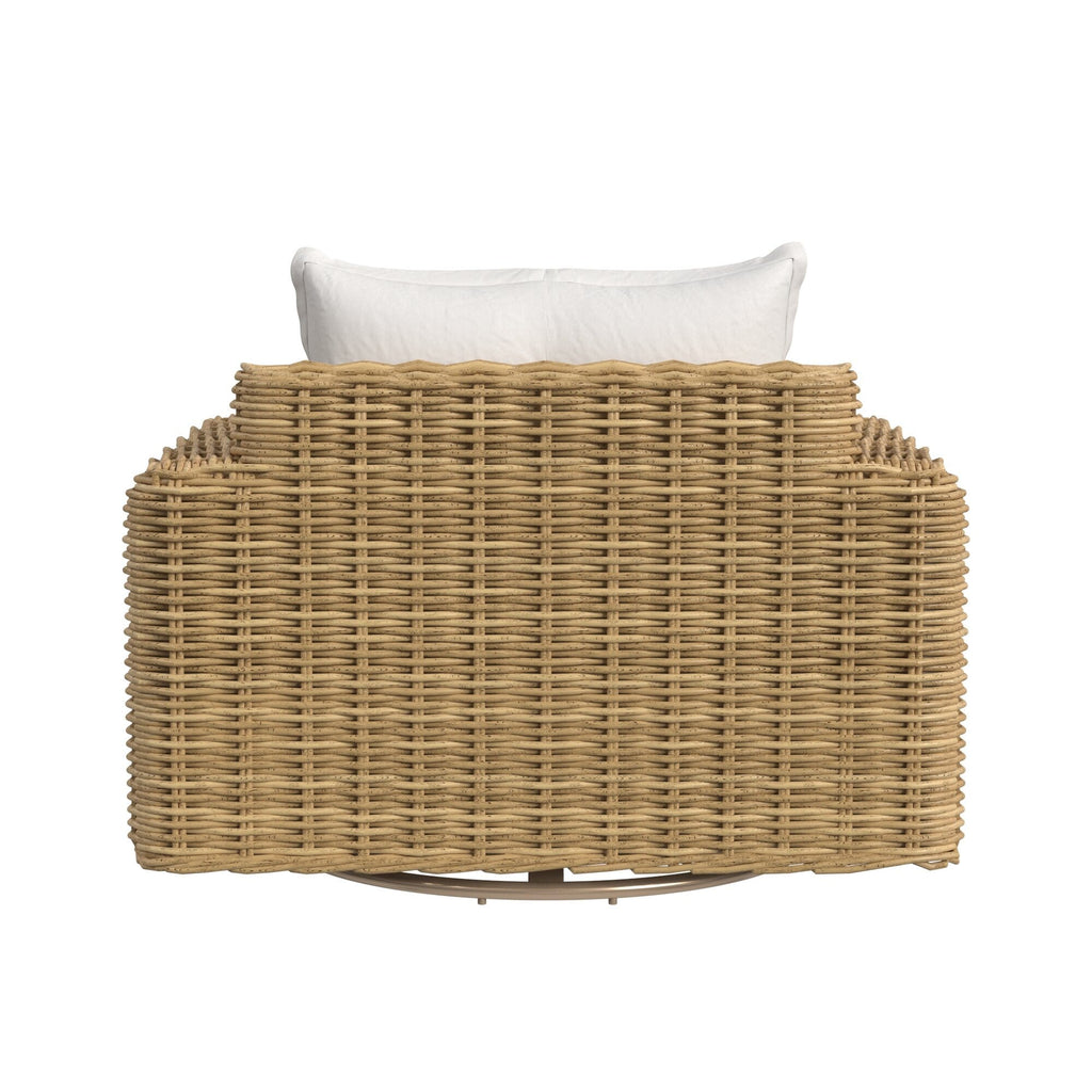 Playa Oversized Swivel Club Chair in Soothe Pearl w/ Flange Welt