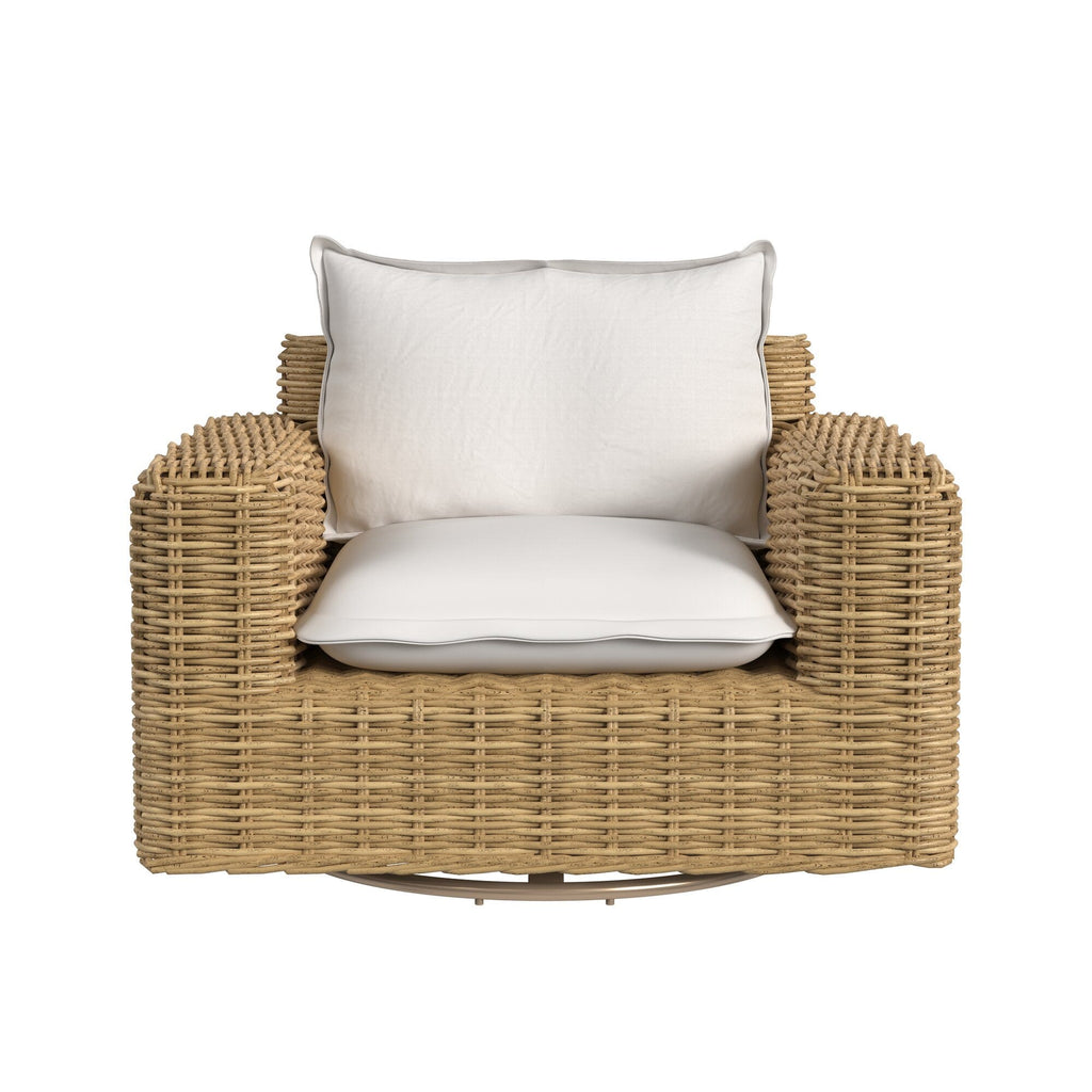 Playa Oversized Swivel Club Chair in Soothe Pearl w/ Flange Welt