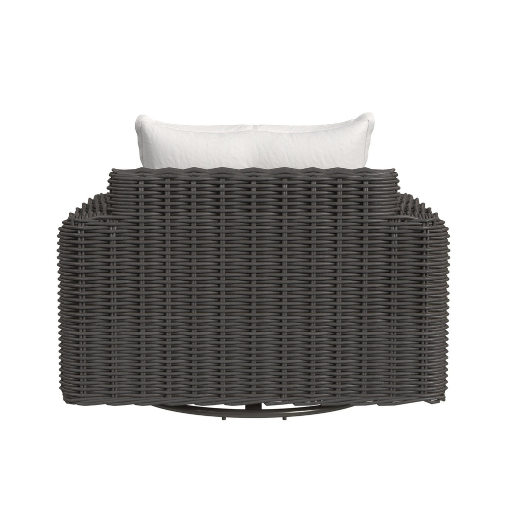 Cabo Oversized Swivel Club Chair in Soothe Pearl w/ Flange Welt