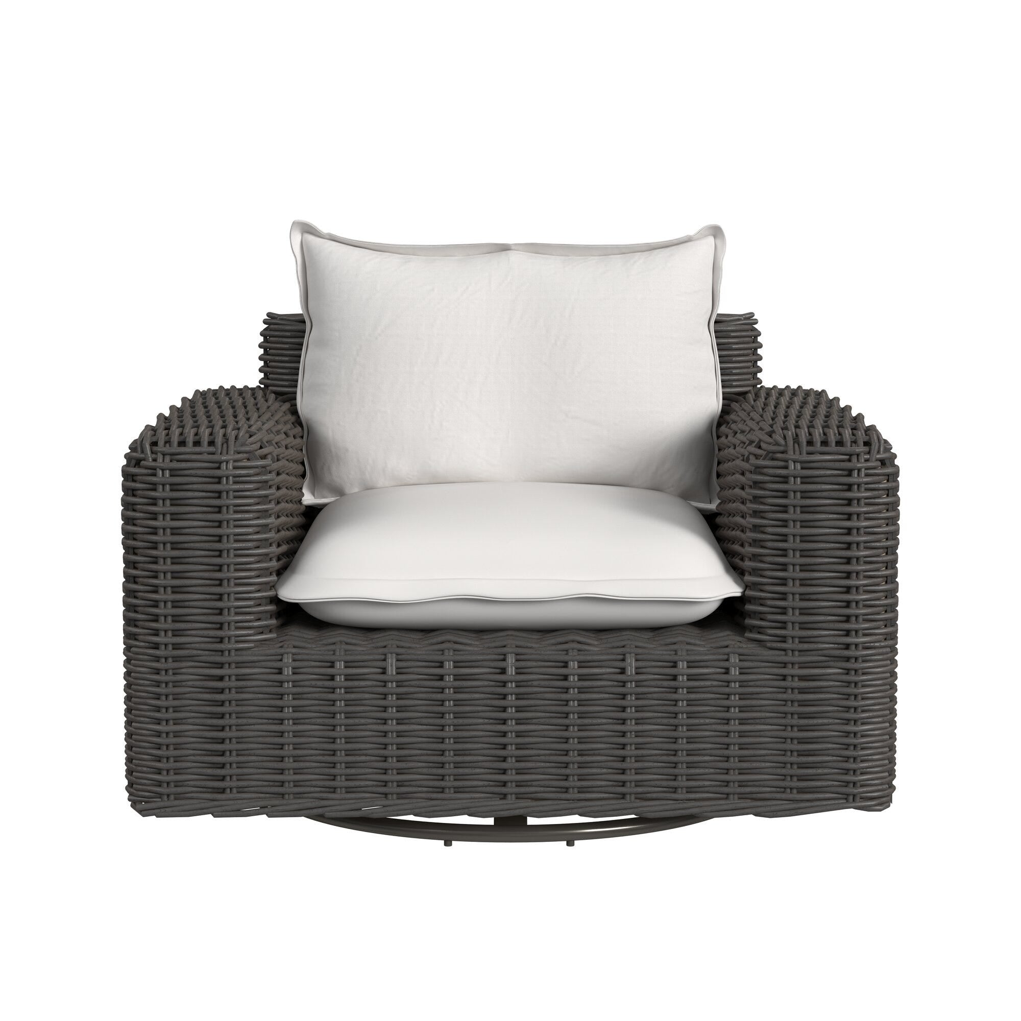 Cabo Oversized Swivel Club Chair in Soothe Pearl w/ Flange Welt