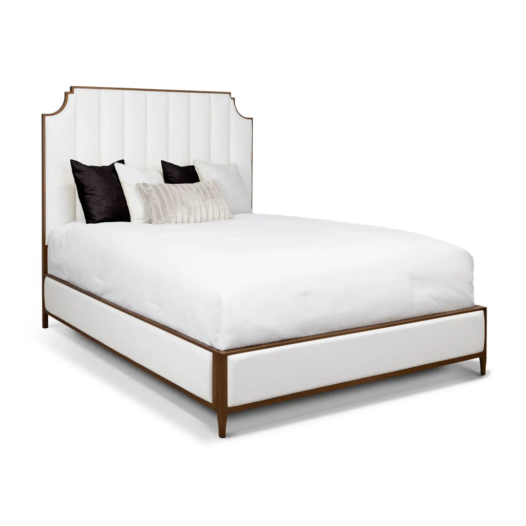 Spencer 1268 Queen HBFS Opaque Copper Finish with Aspen Pure White Fabric