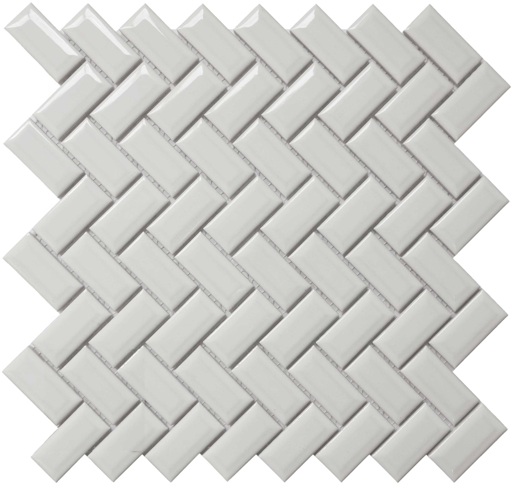 Roca Tile - White Bright  12 x 12 Diamond Herring Mosaic