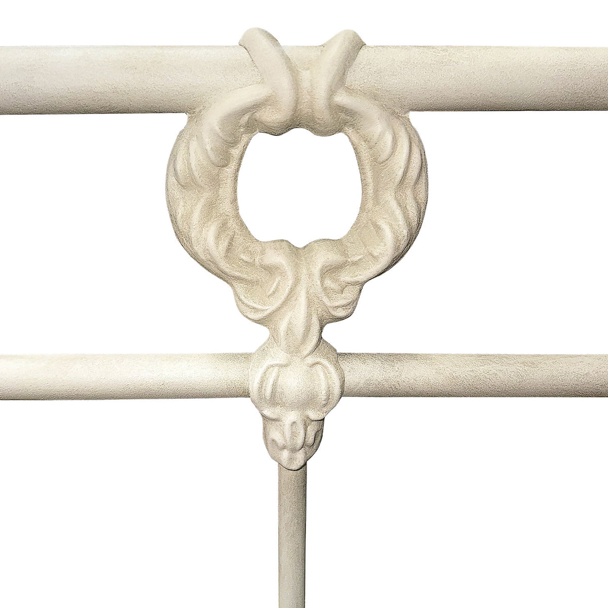 Wellington 1057 center casting closeup shown in Rustic Ivory Finish.