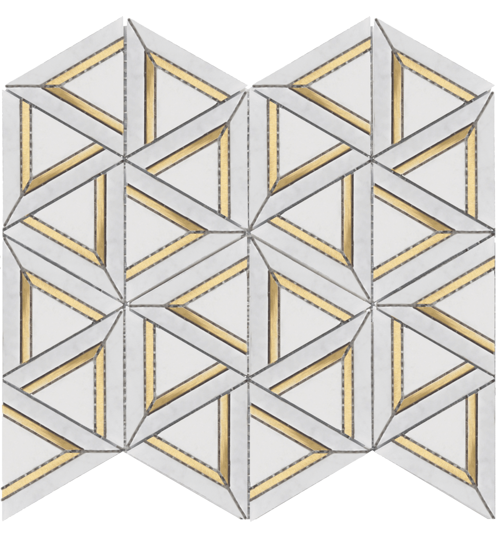 Roca Tile - Carrara White Metal Geo 12 x 14 Mosaic