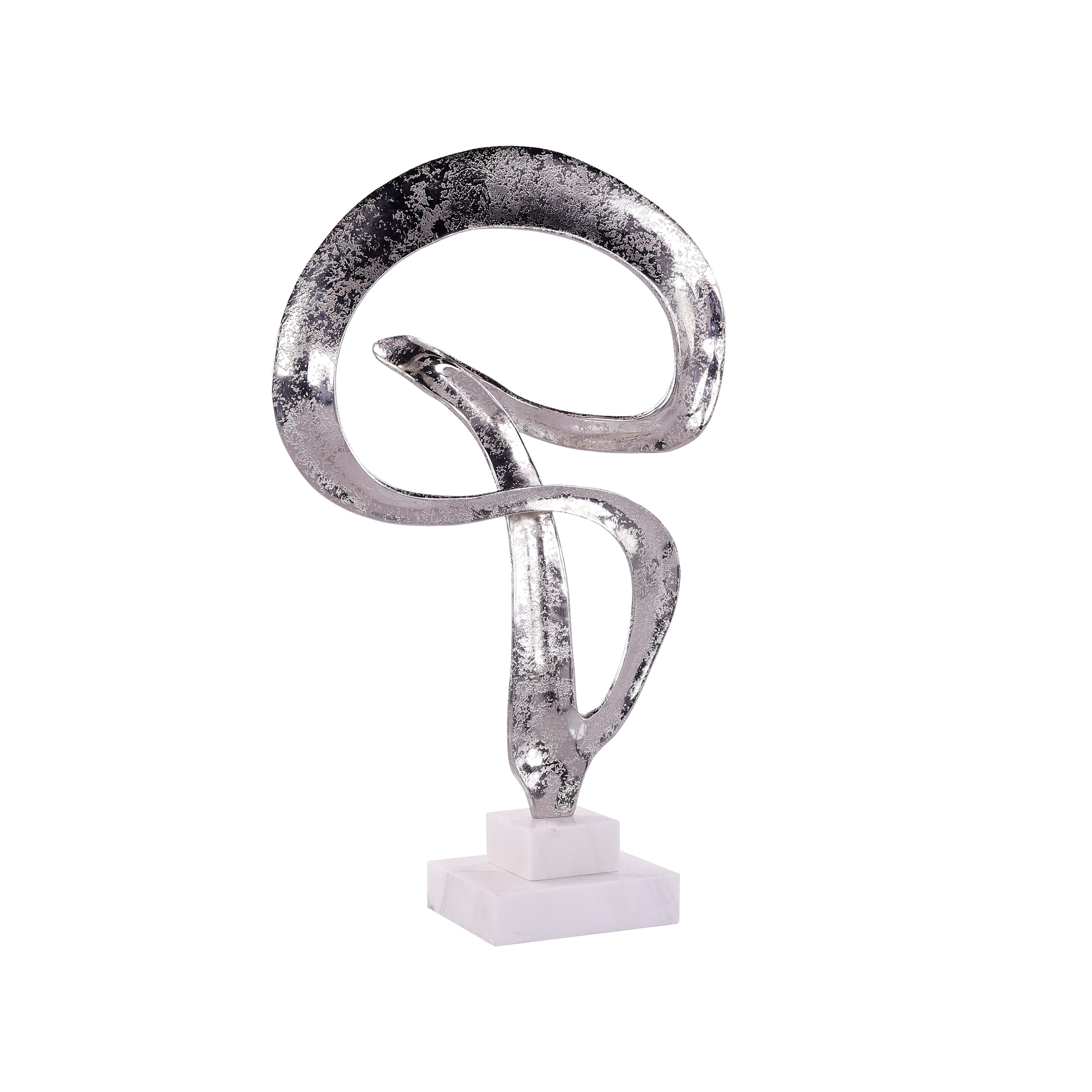 Winding Flourish Sculpture on Marble Base, Nickel | John-Richard - JRA-15263