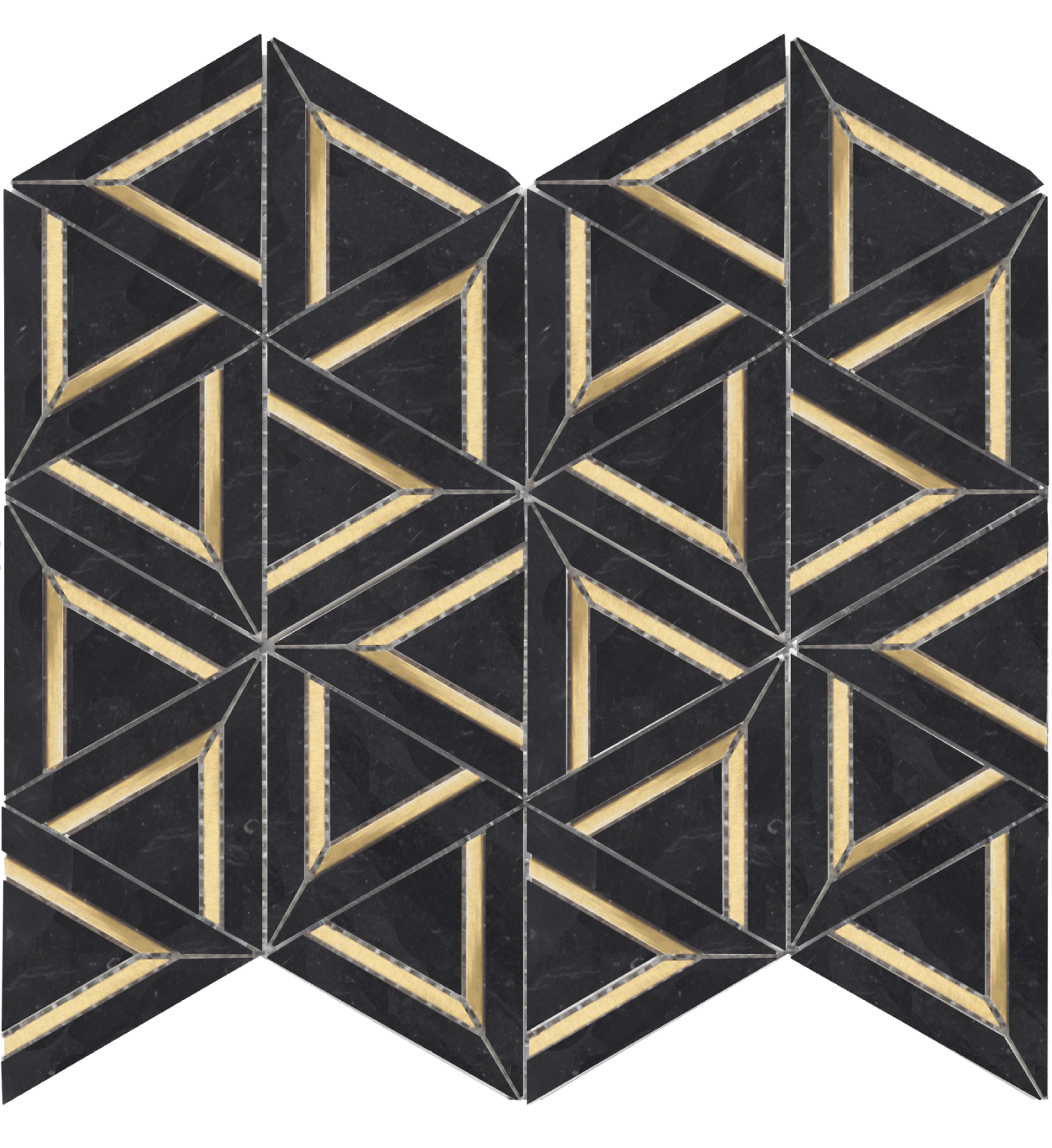 Roca Tile - Nero Marquina Metal Geo 12 x 14 Mosaic