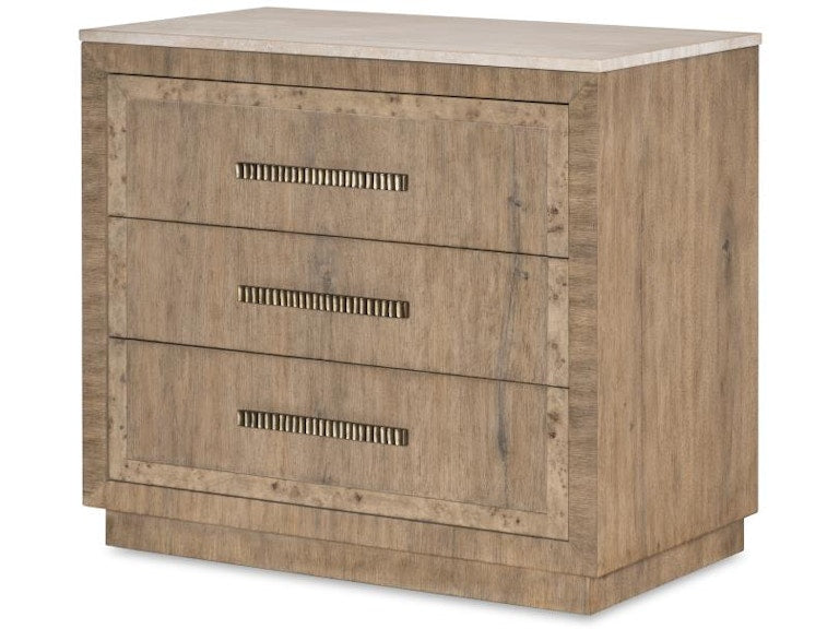 Century Furniture Monterey Three Drawer Nightstand With Travertine - Hawthorne Light CBA-223M-V1