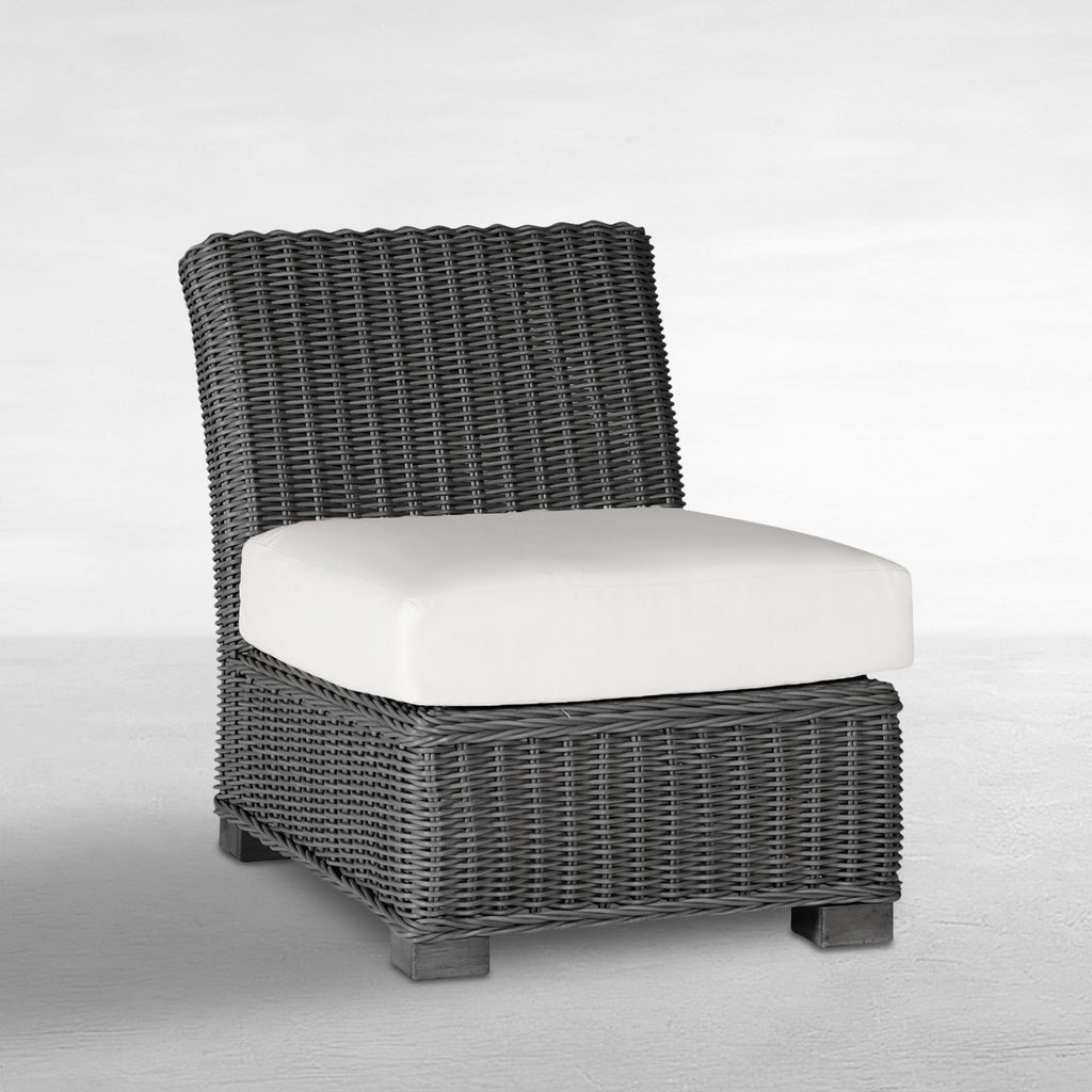 Rustic Woven Wicker Sectional Slipper Chair