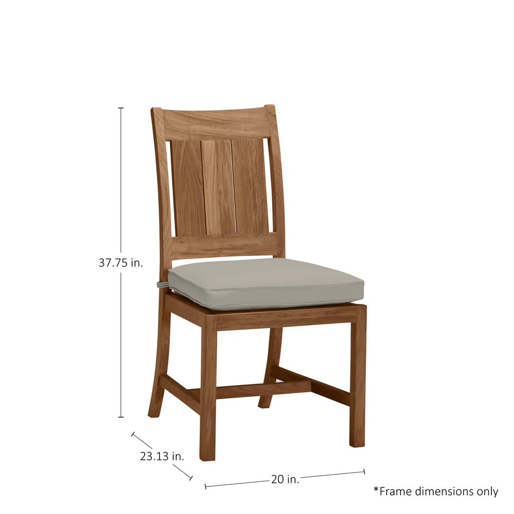 QS Croquet Teak Side Chair, Nat Teak-Linen Dove