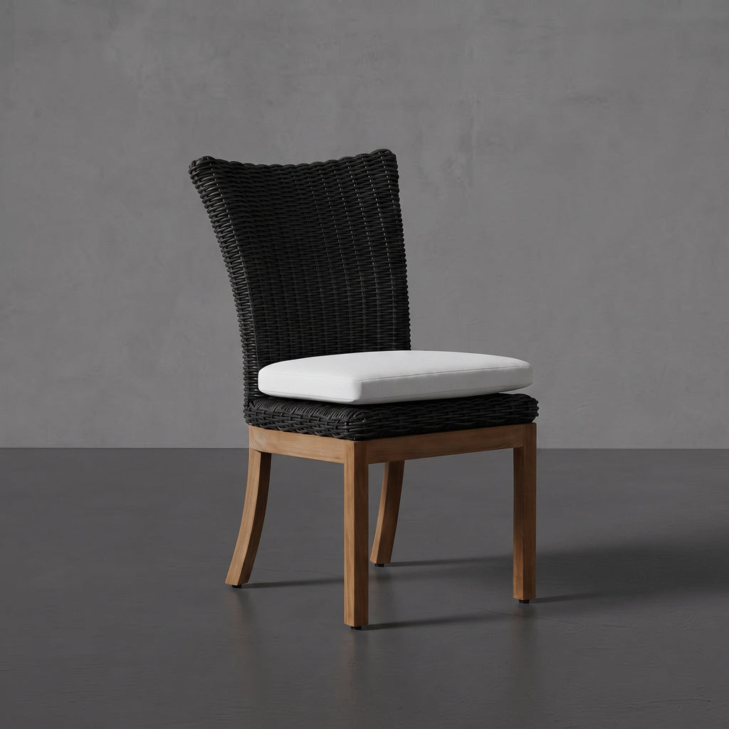 Montauk Resin Wicker Teak Outdoor Side Chair