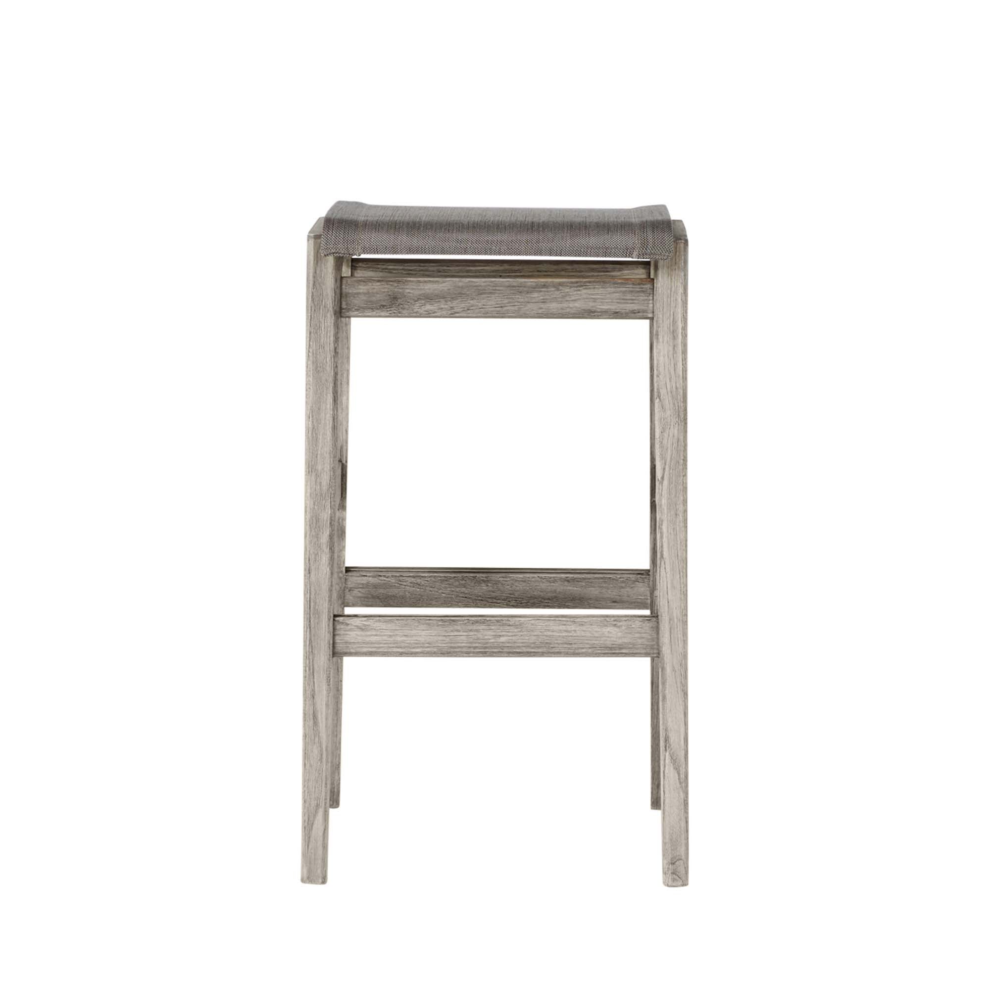 Coast Teak Sling Outdoor Backless Bar Stool