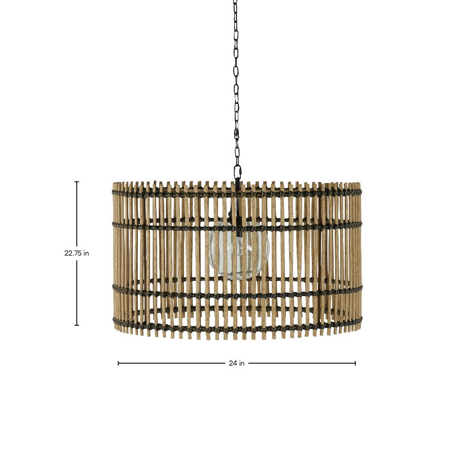 Sherman N-Dura Resin Rattan 24" Drum Chandelier