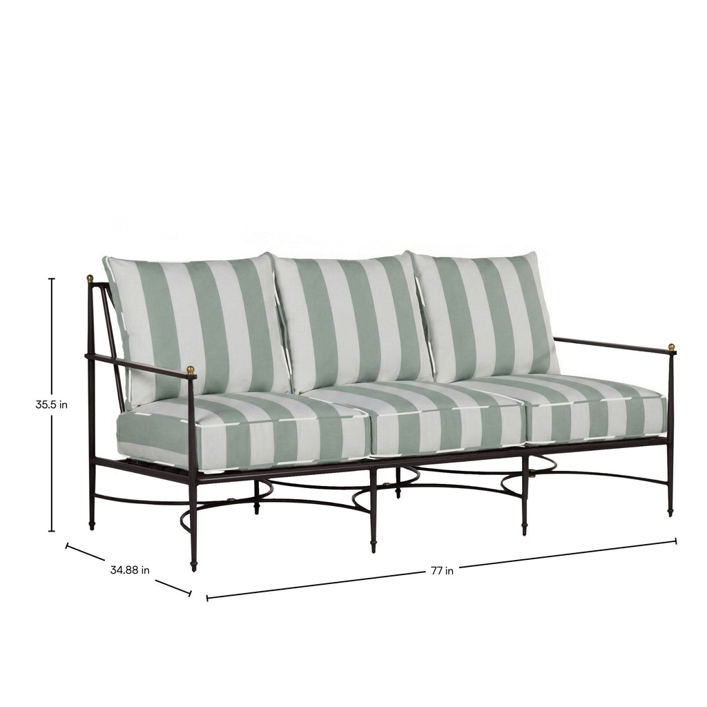 QS Roma Sofa, Slate Gray-Cabana Stripe Mist
