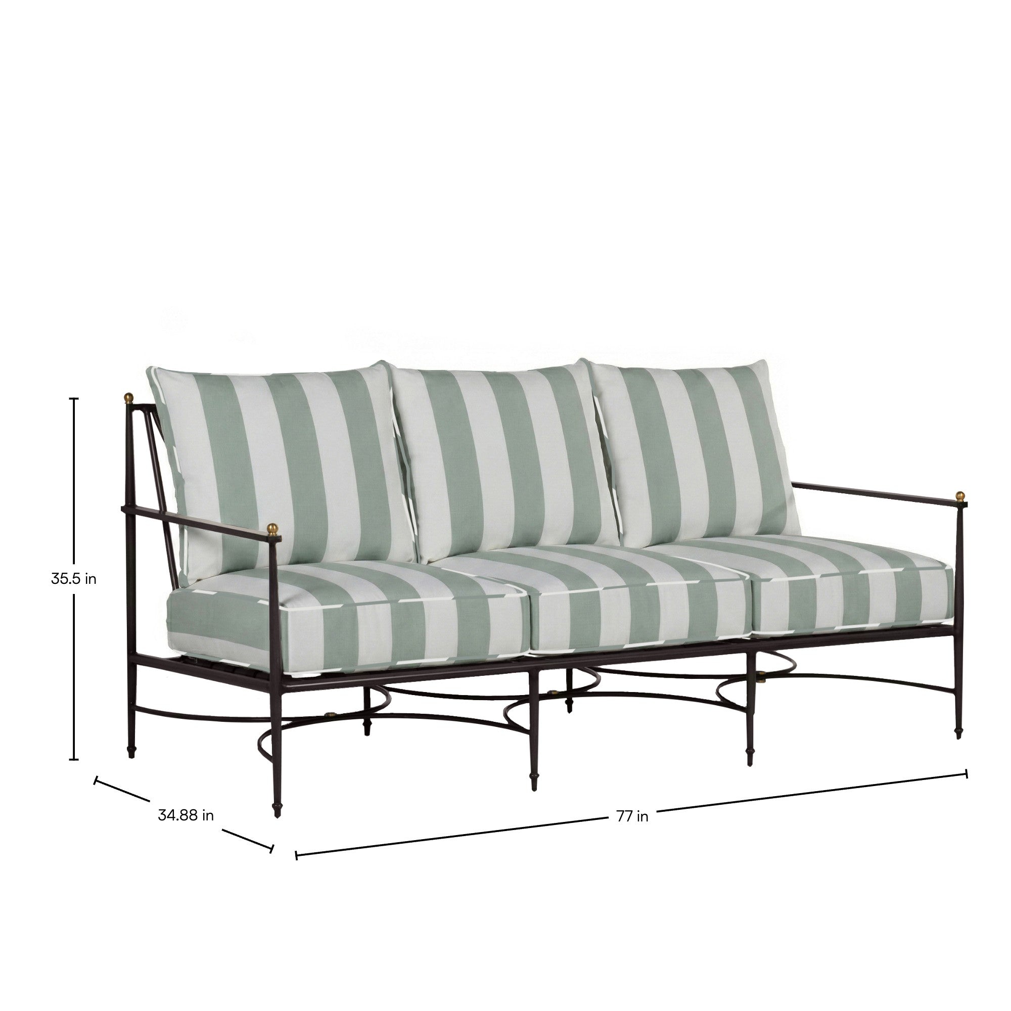 QS Roma Sofa, Slate Gray-Cabana Stripe Mist