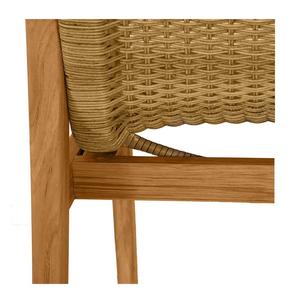 Pointe Wicker Teak Outdoor Dining Arm Chair