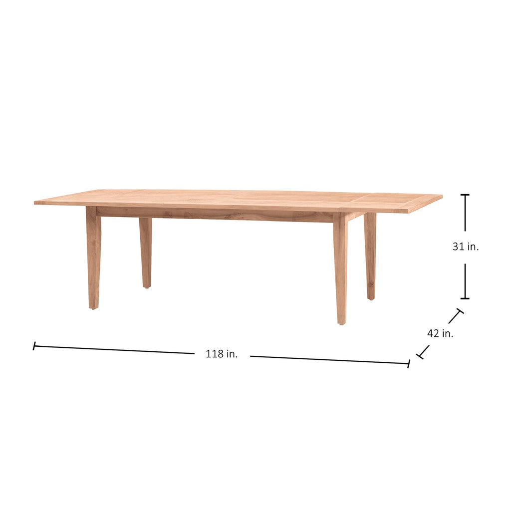 Teak Extension Farm Table W/ Hole