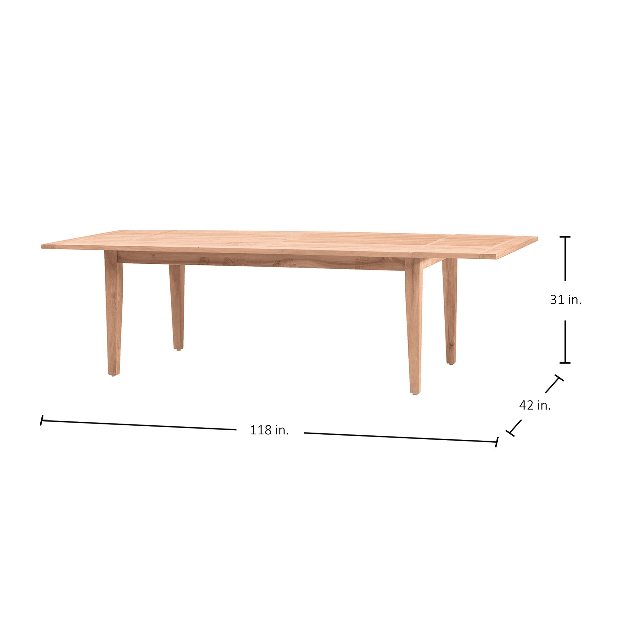 Teak Extension Farm Table W/ Hole