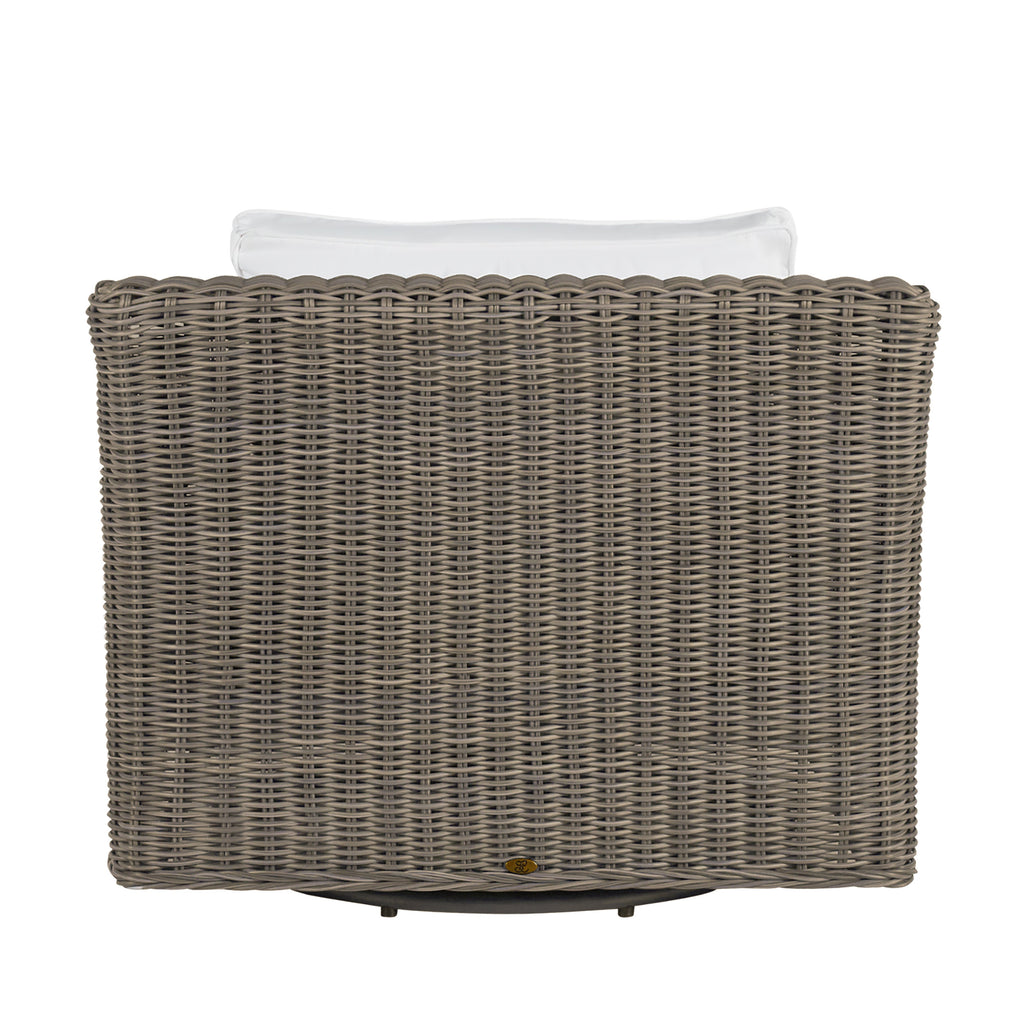 Rustic Woven Wicker Outdoor Swivel Lounge Chair
