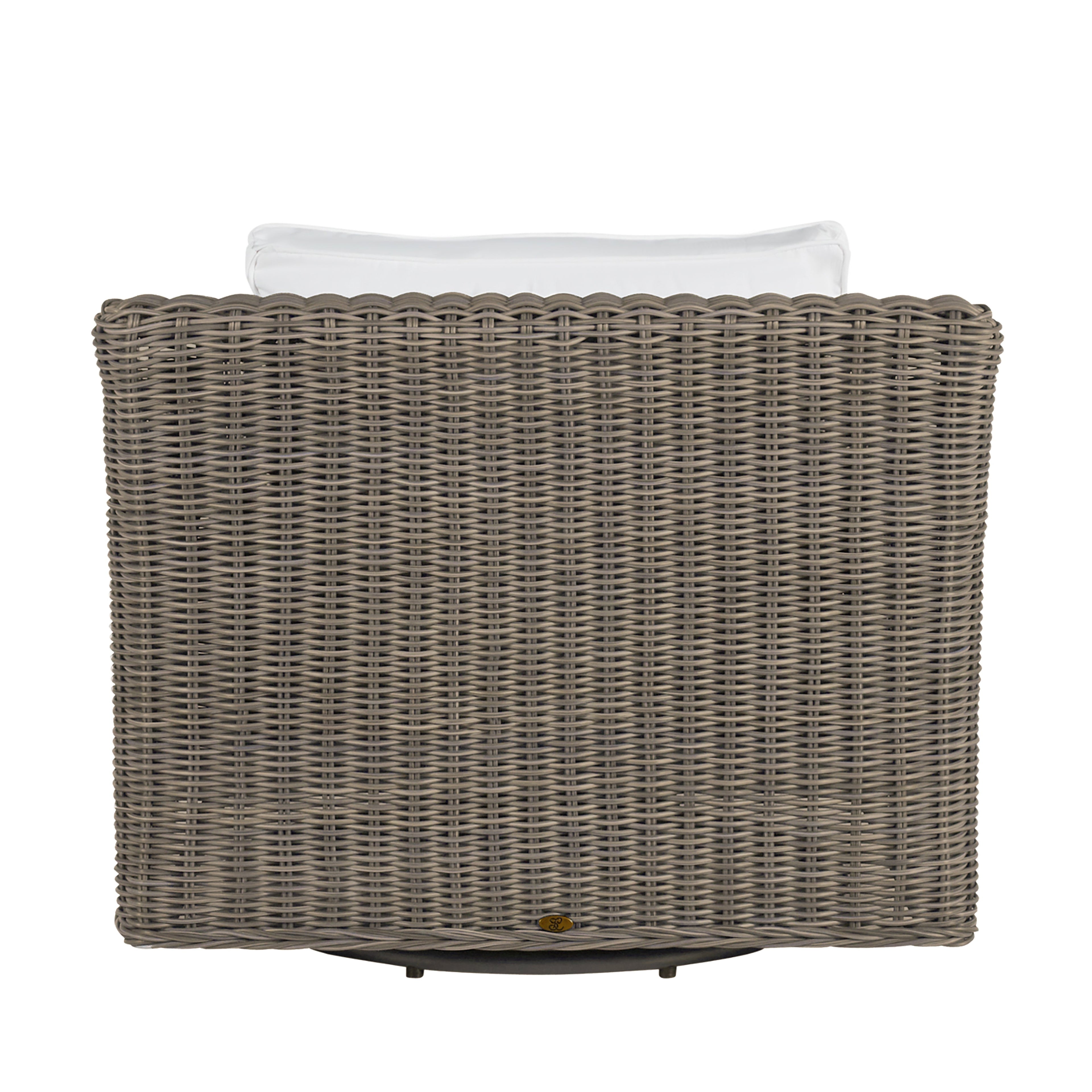 Rustic Woven Wicker Outdoor Swivel Lounge Chair
