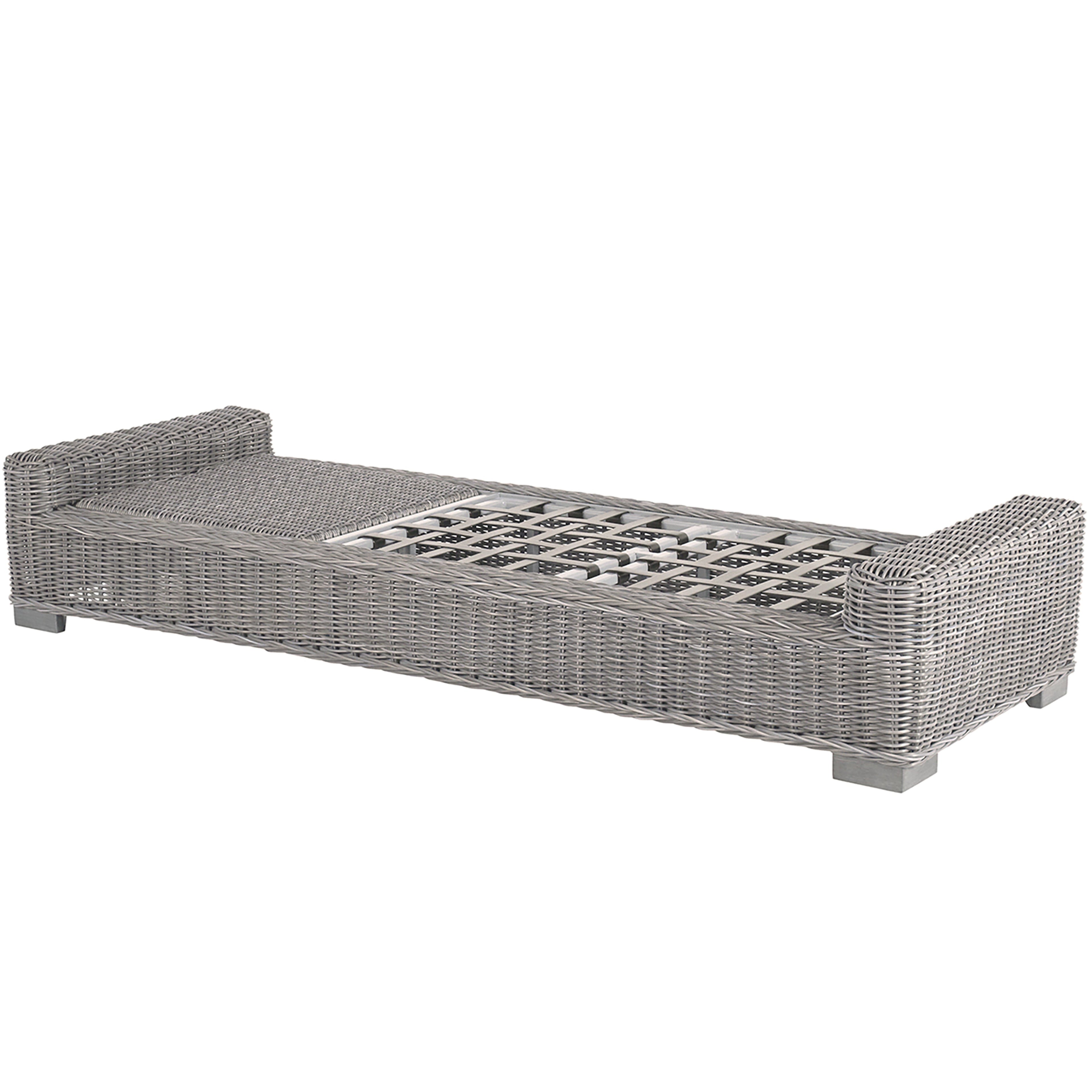 Rustic Wicker Outdoor Armless Chaise Lounge