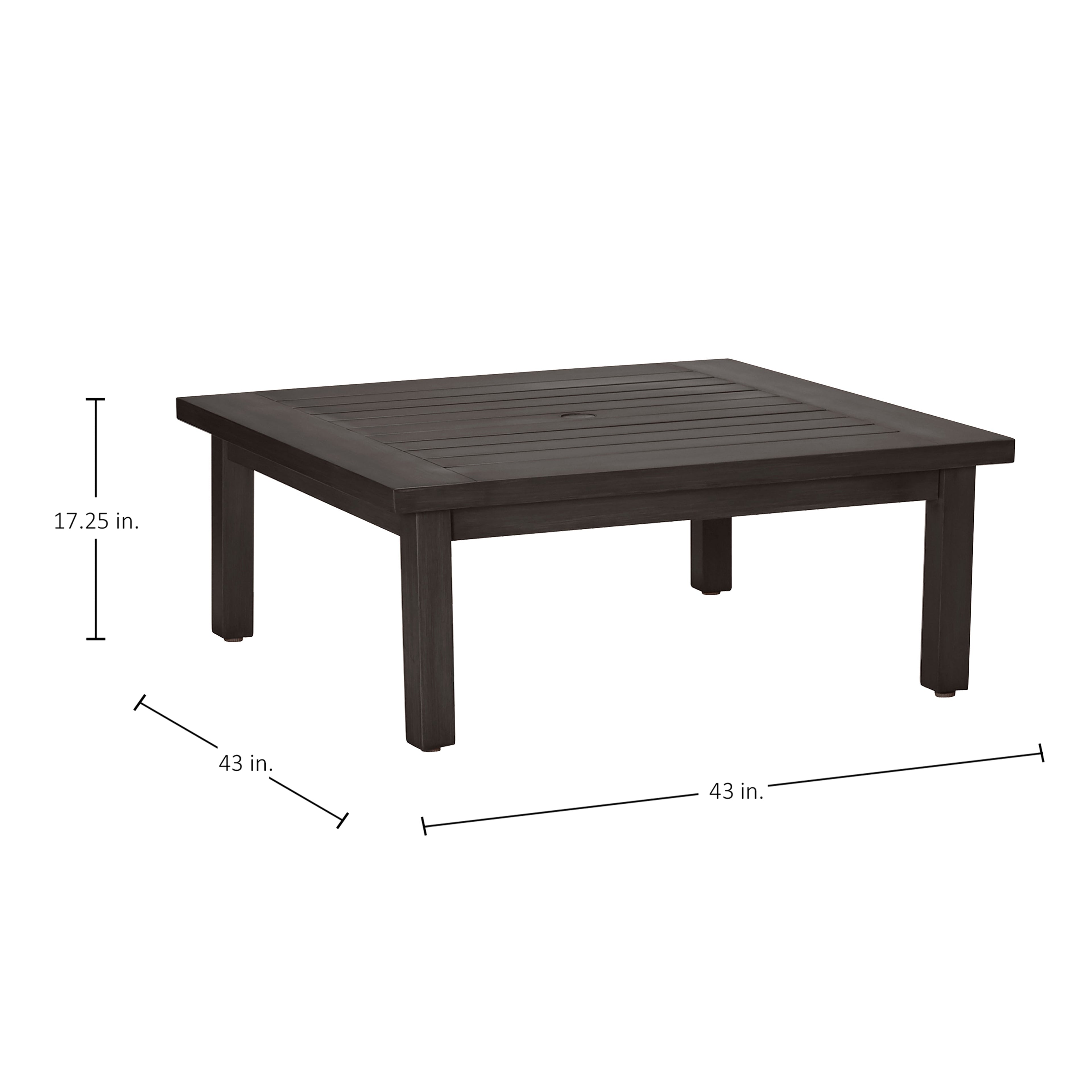 Club Aluminum 43" Square Outdoor Coffee Table