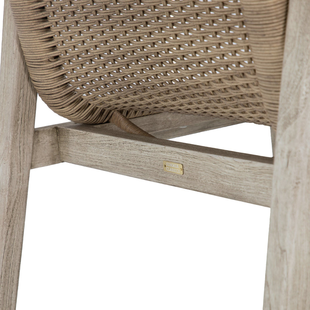 Pointe Wicker Teak Outdoor Dining Arm Chair