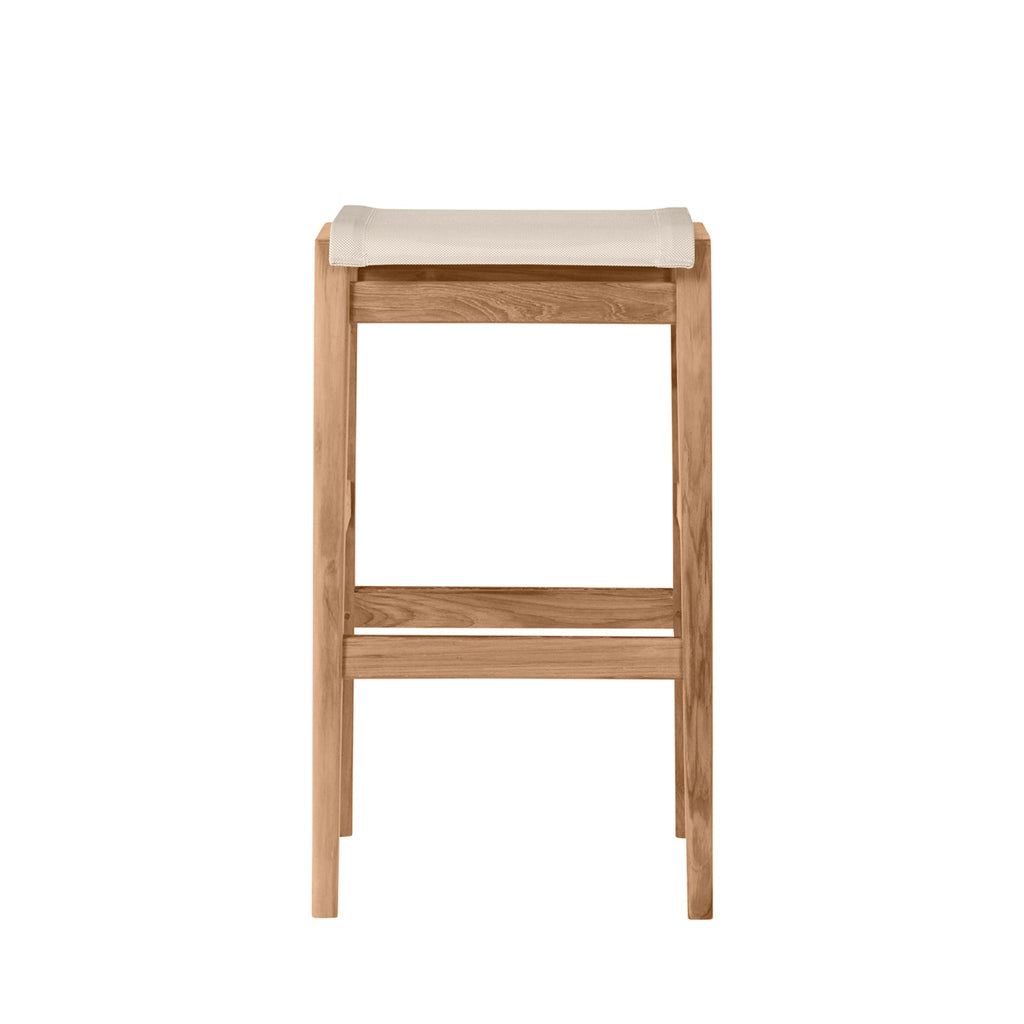 Coast Teak Sling Outdoor Backless Bar Stool