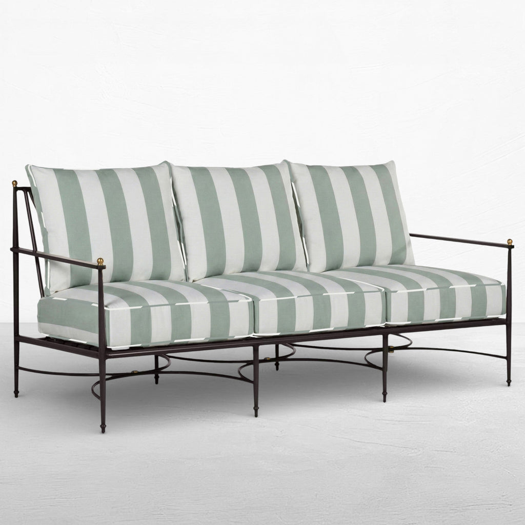QS Roma Sofa, Slate Gray-Cabana Stripe Mist