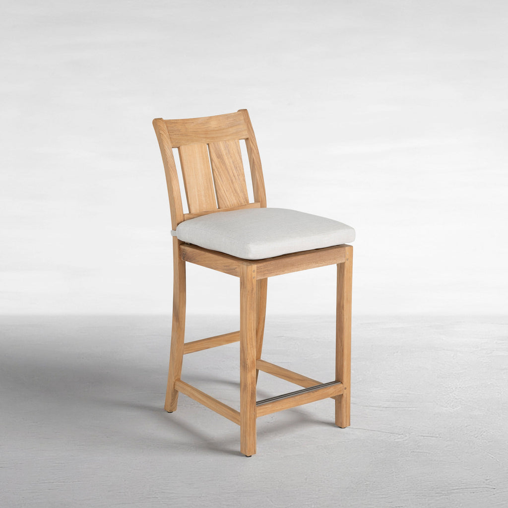 Croquet Teak Outdoor Transitional Counter Stool