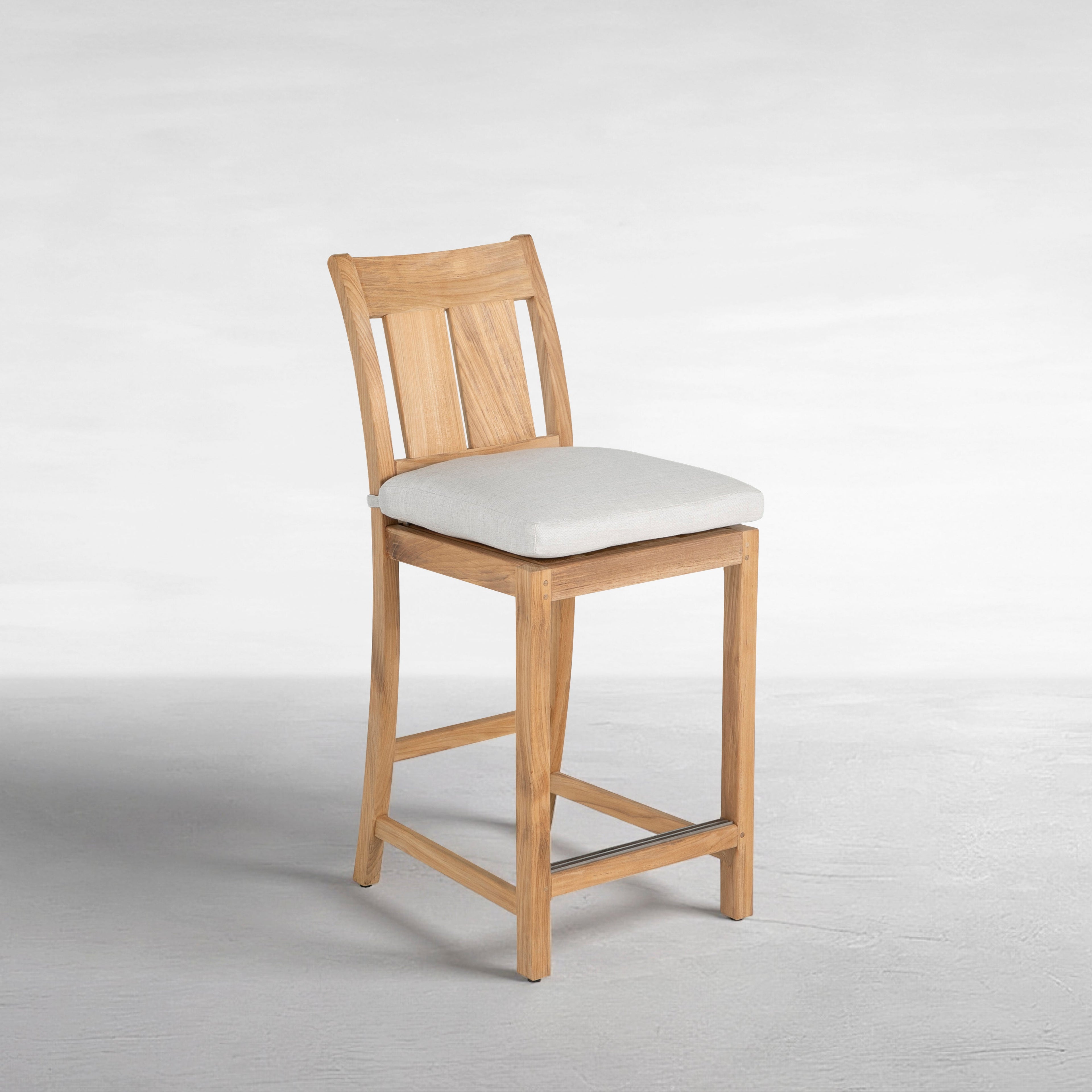 Croquet Teak Outdoor Transitional Counter Stool