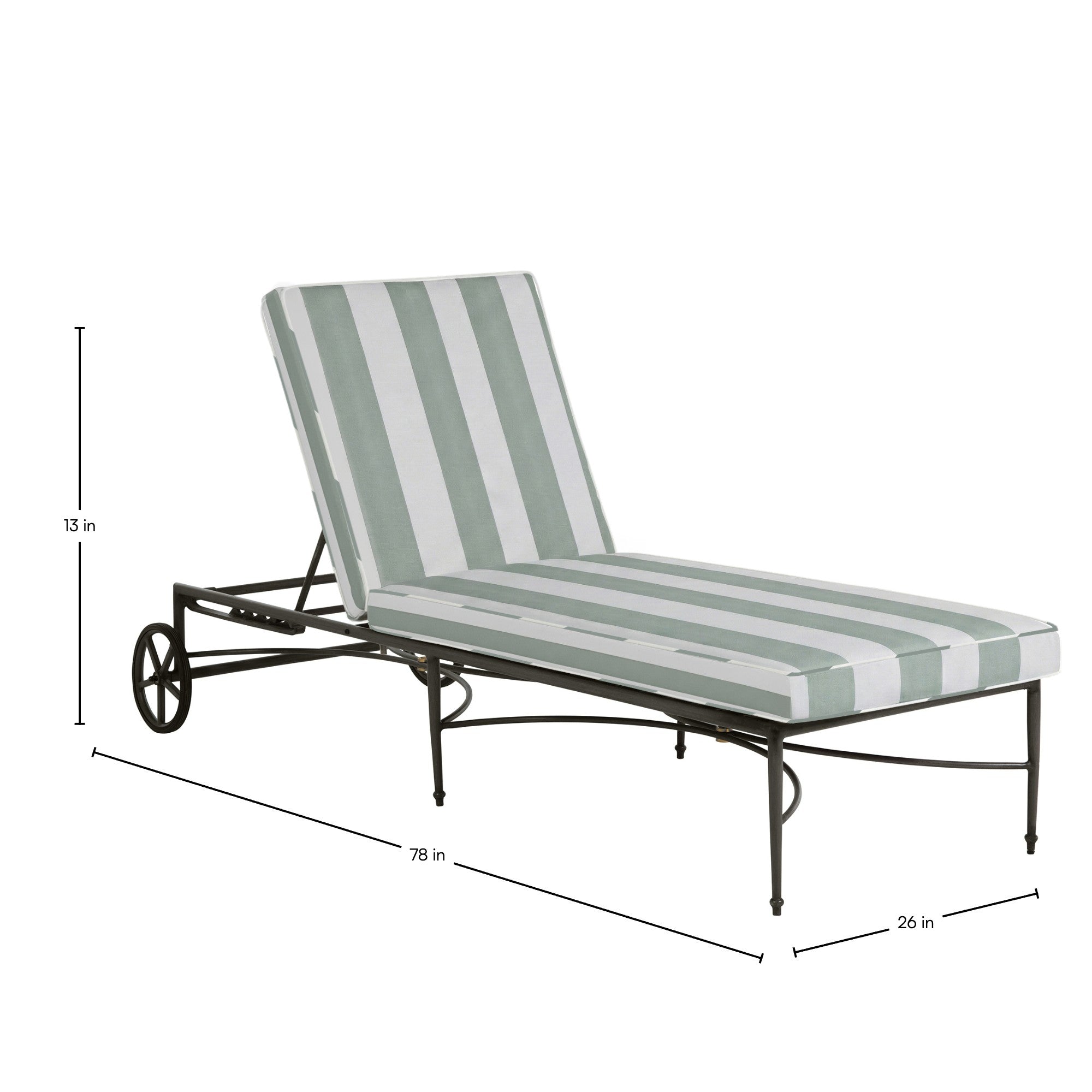 QS Roma Chaise Lounge, Slt Gray-Cabana Stripe Mist