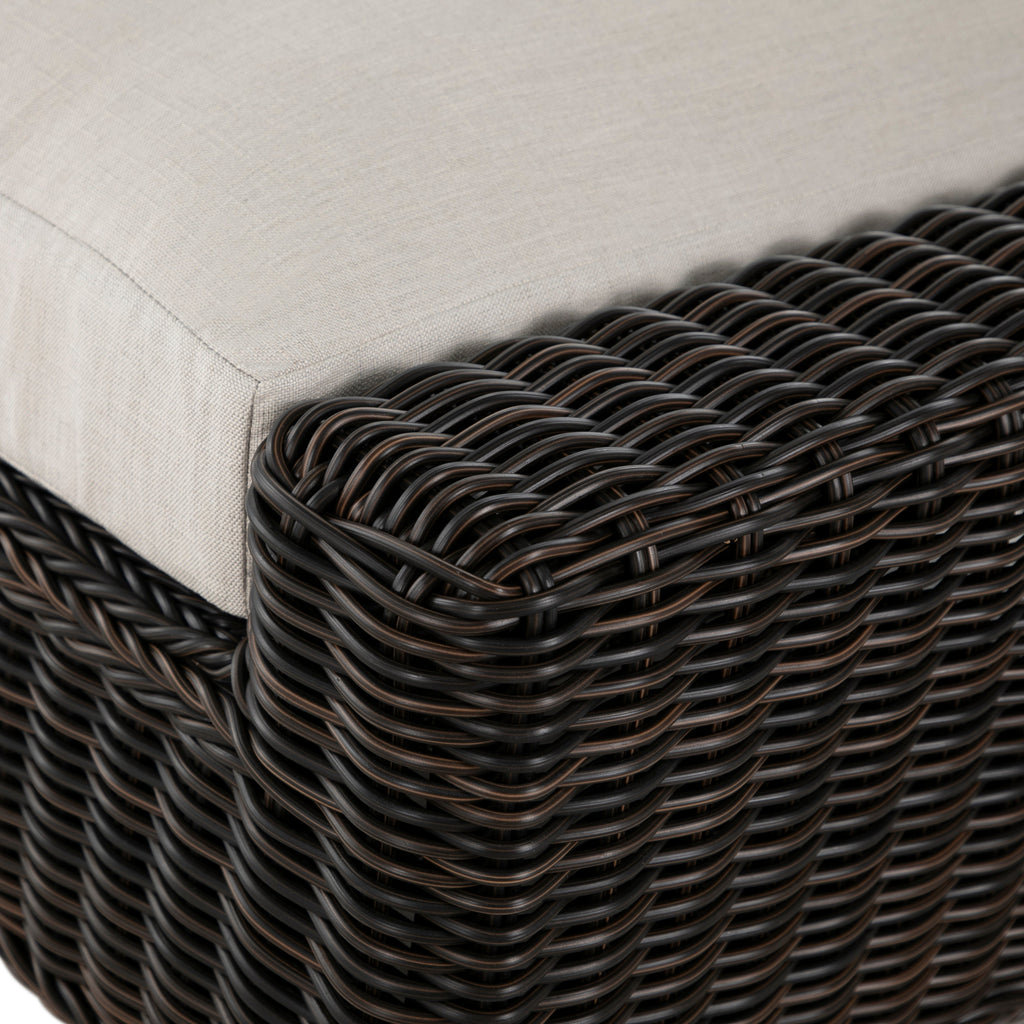 Rustic Wicker Outdoor Armless Chaise Lounge