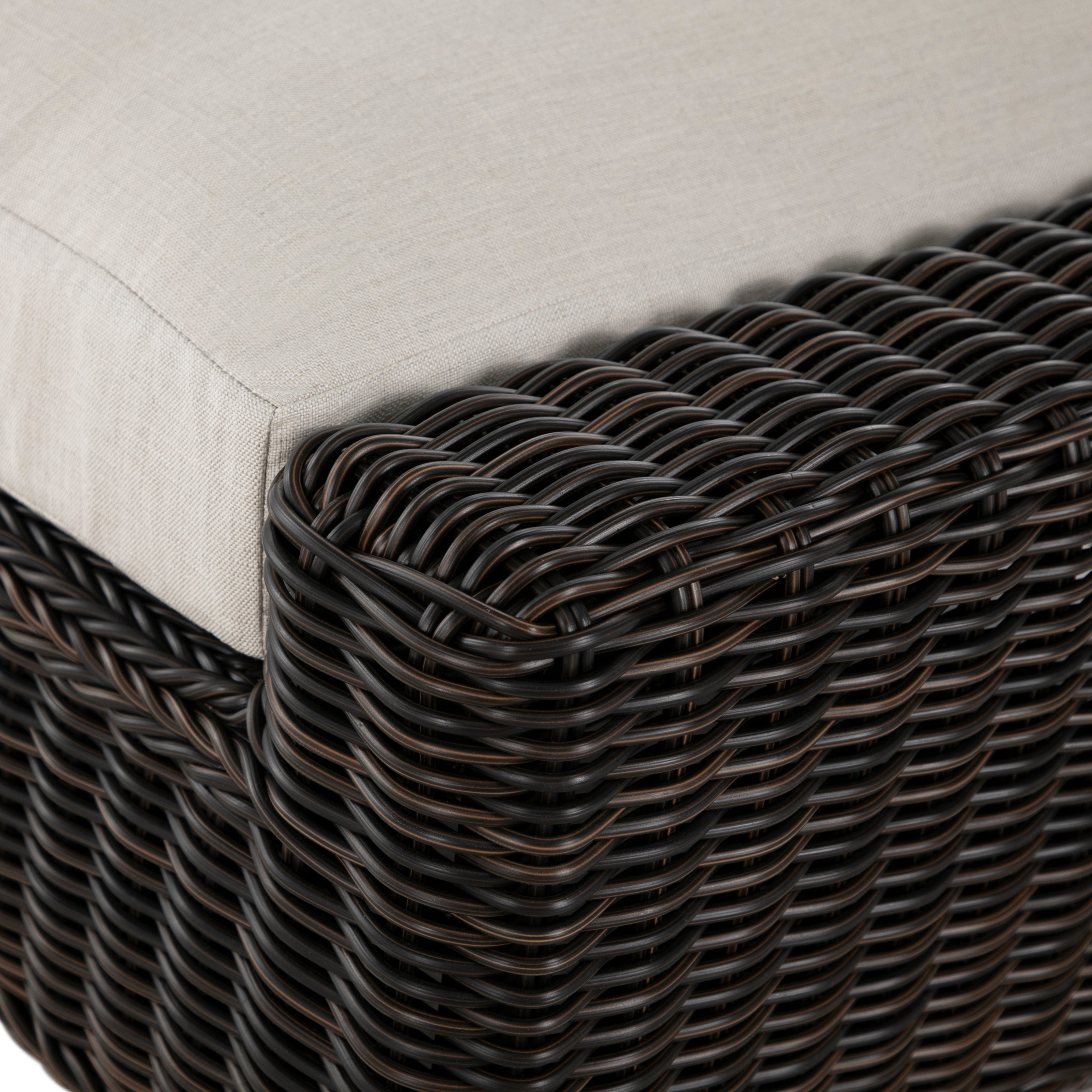 Rustic Wicker Outdoor Armless Chaise Lounge