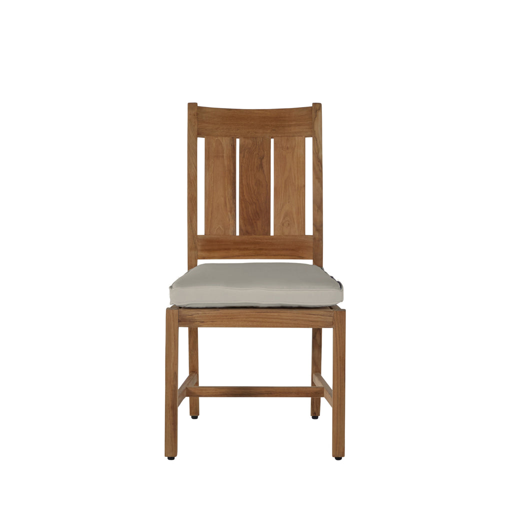 QS Croquet Teak Side Chair, Nat Teak-Linen Dove