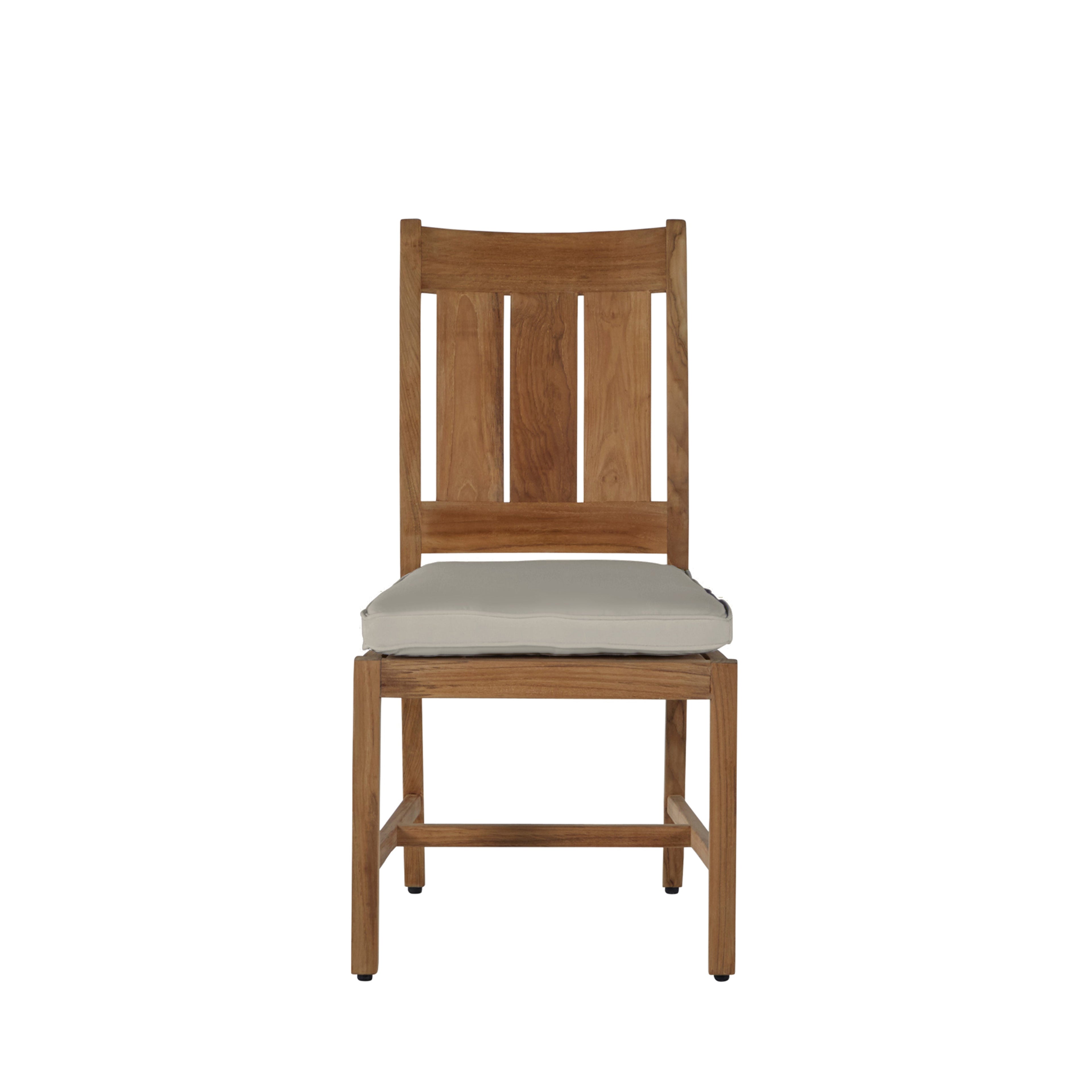 QS Croquet Teak Side Chair, Nat Teak-Linen Dove