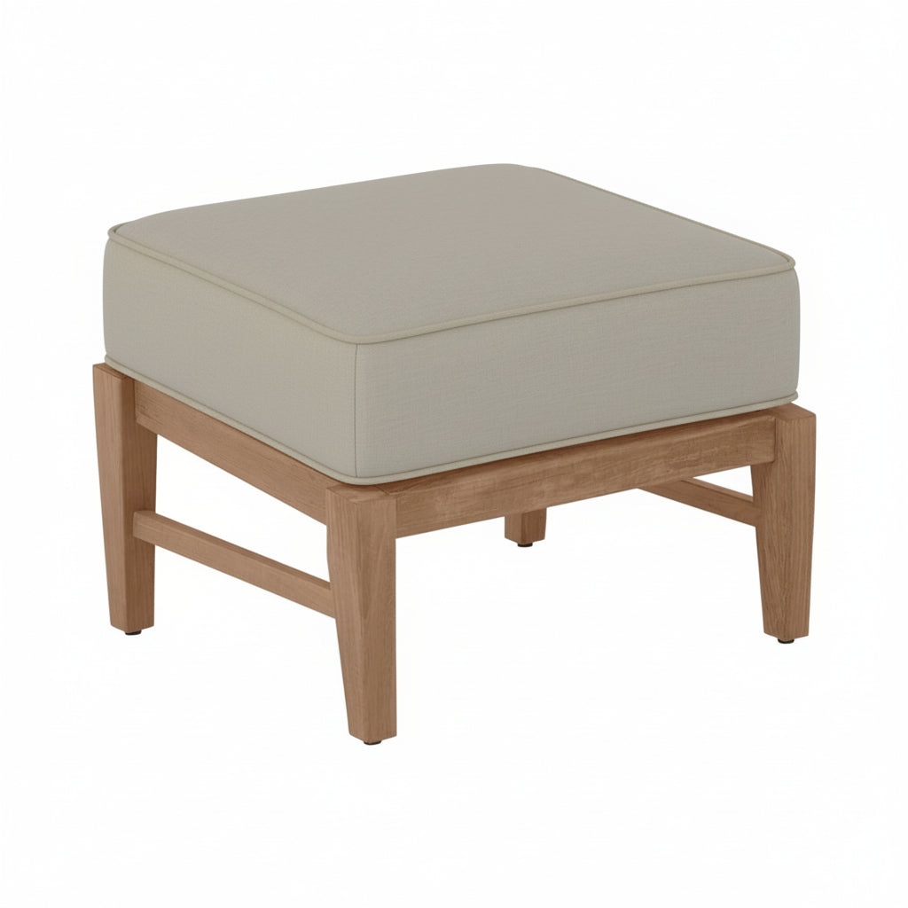 QS Croquet Teak Ottoman, Natural Teak-Linen Dove