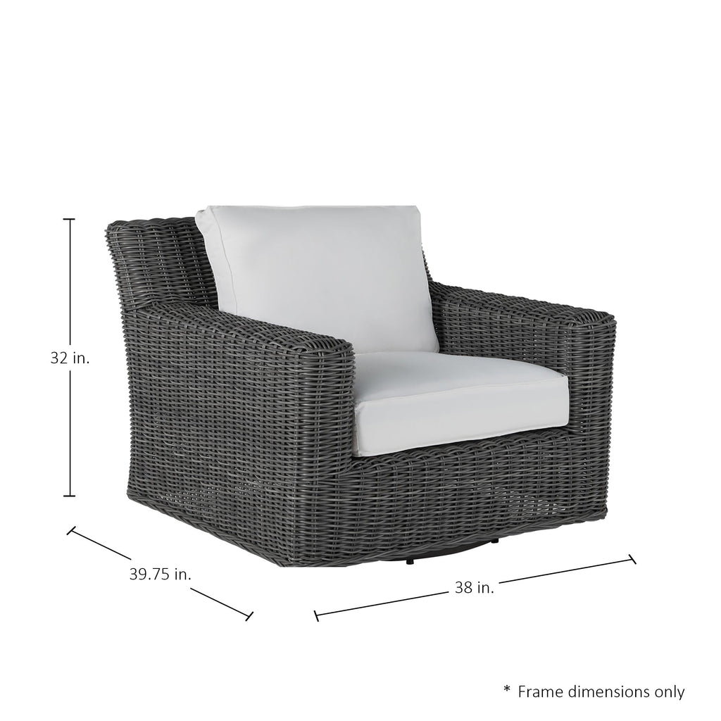 Rustic Woven Wicker Outdoor Swivel Lounge Chair
