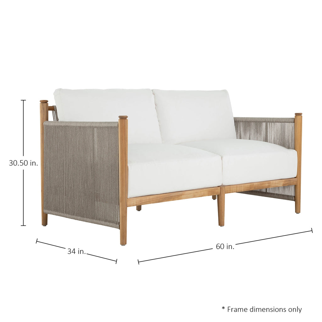 Pacifica Teak Rope Brass Outdoor Loveseat