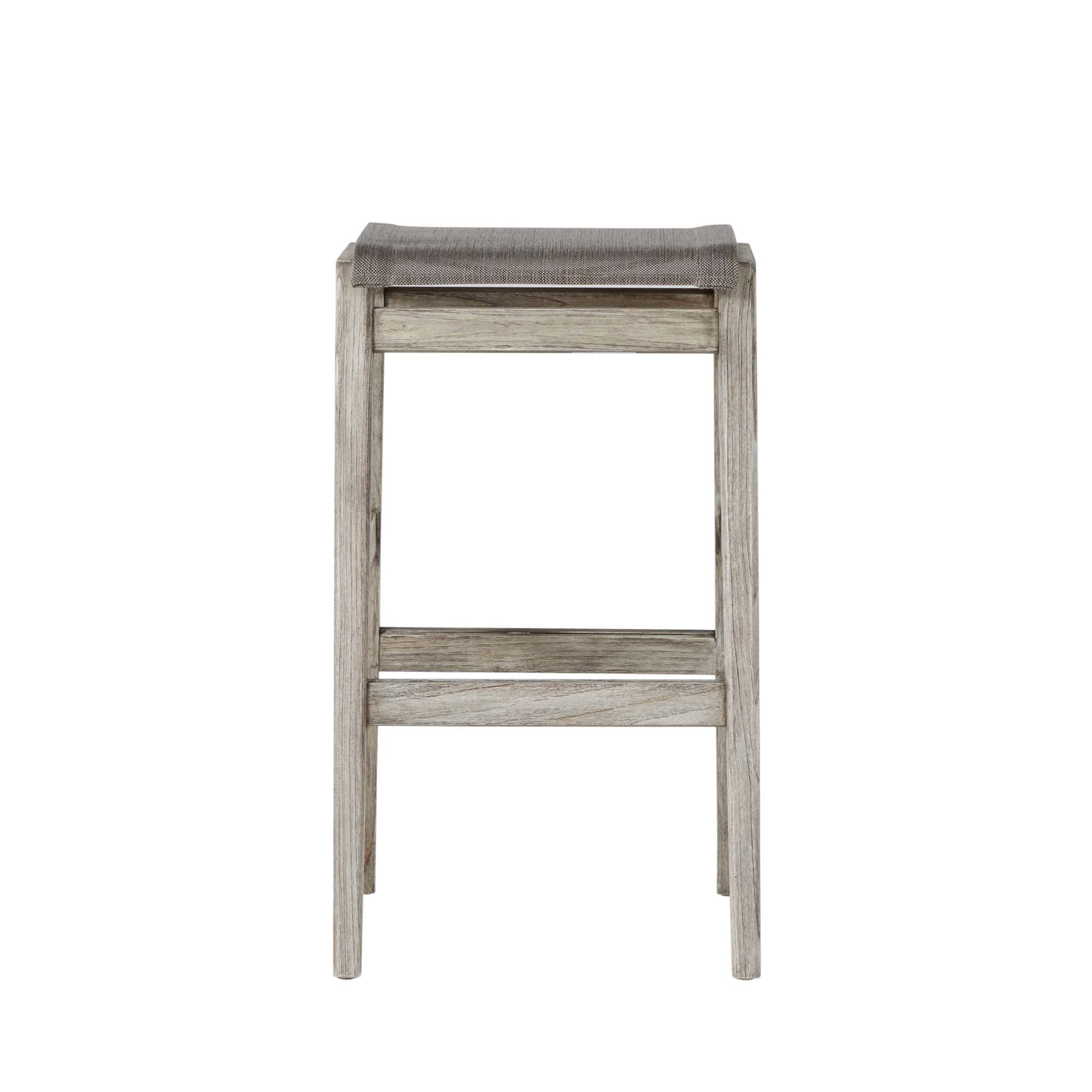 Coast Teak Sling Outdoor Backless Bar Stool