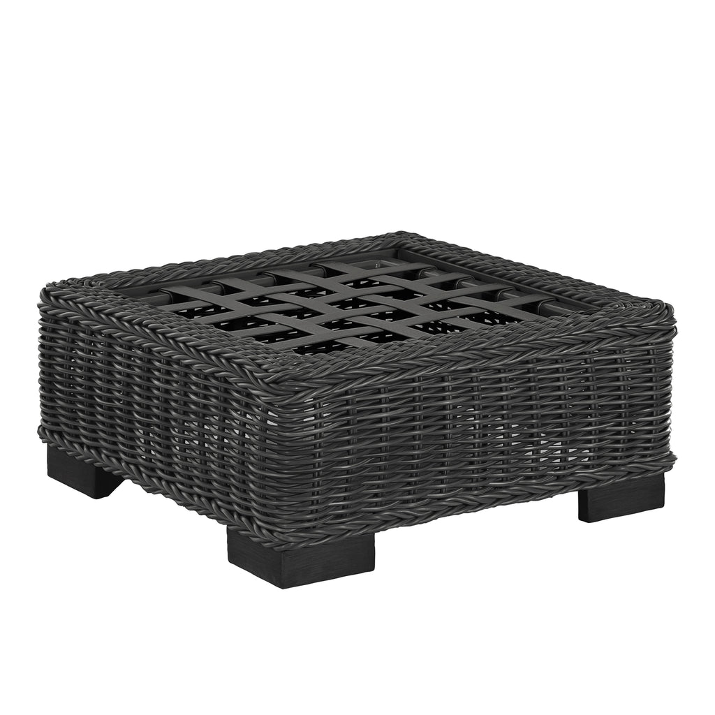Rustic N-Dura Resin Wicker Outdoor Woven Ottoman