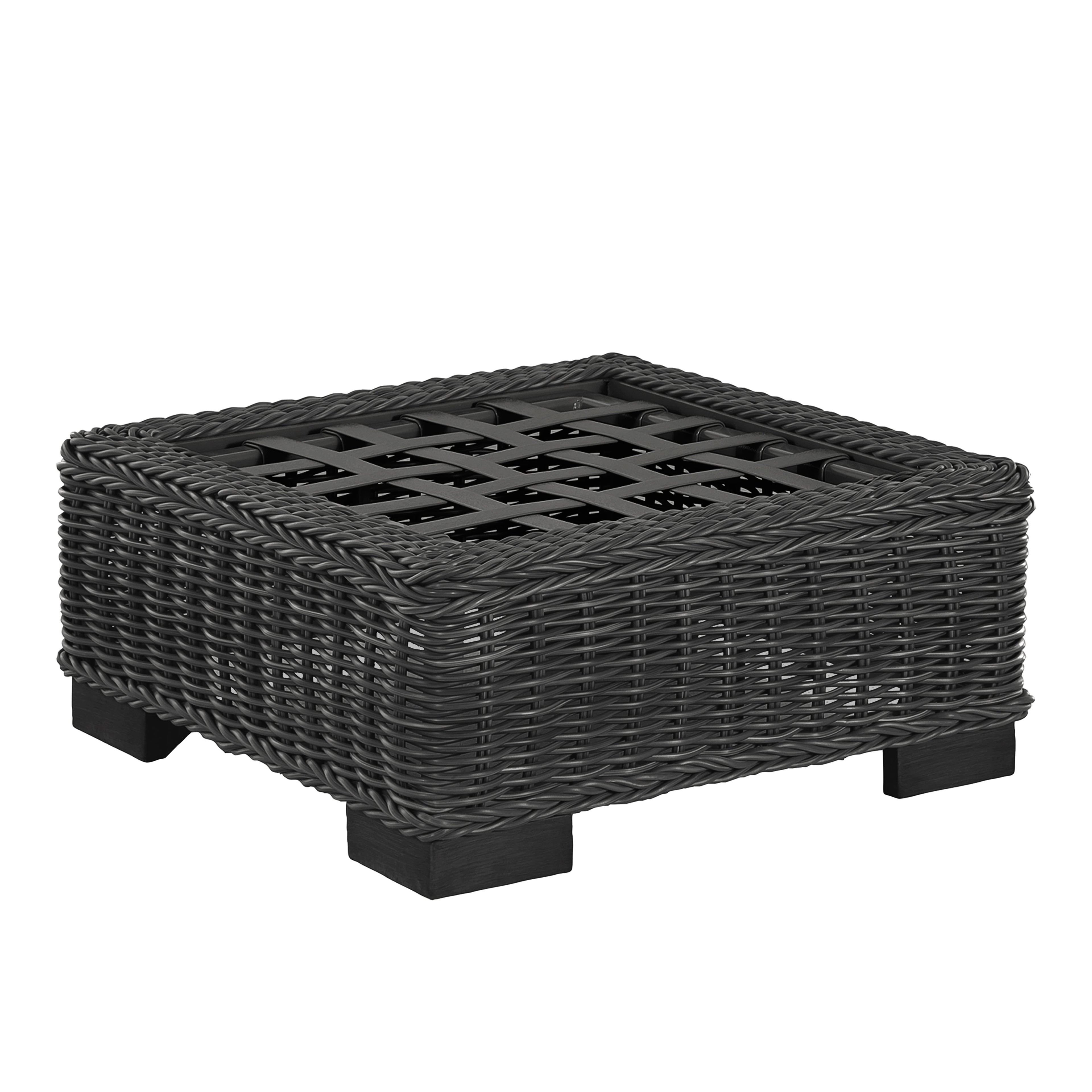 Rustic N-Dura Resin Wicker Outdoor Woven Ottoman