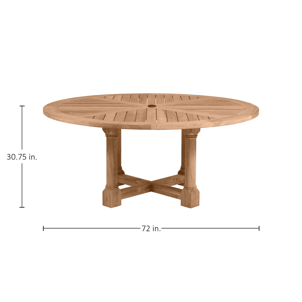 Lakeshore Teak Round Outdoor Pedestal Dining Table