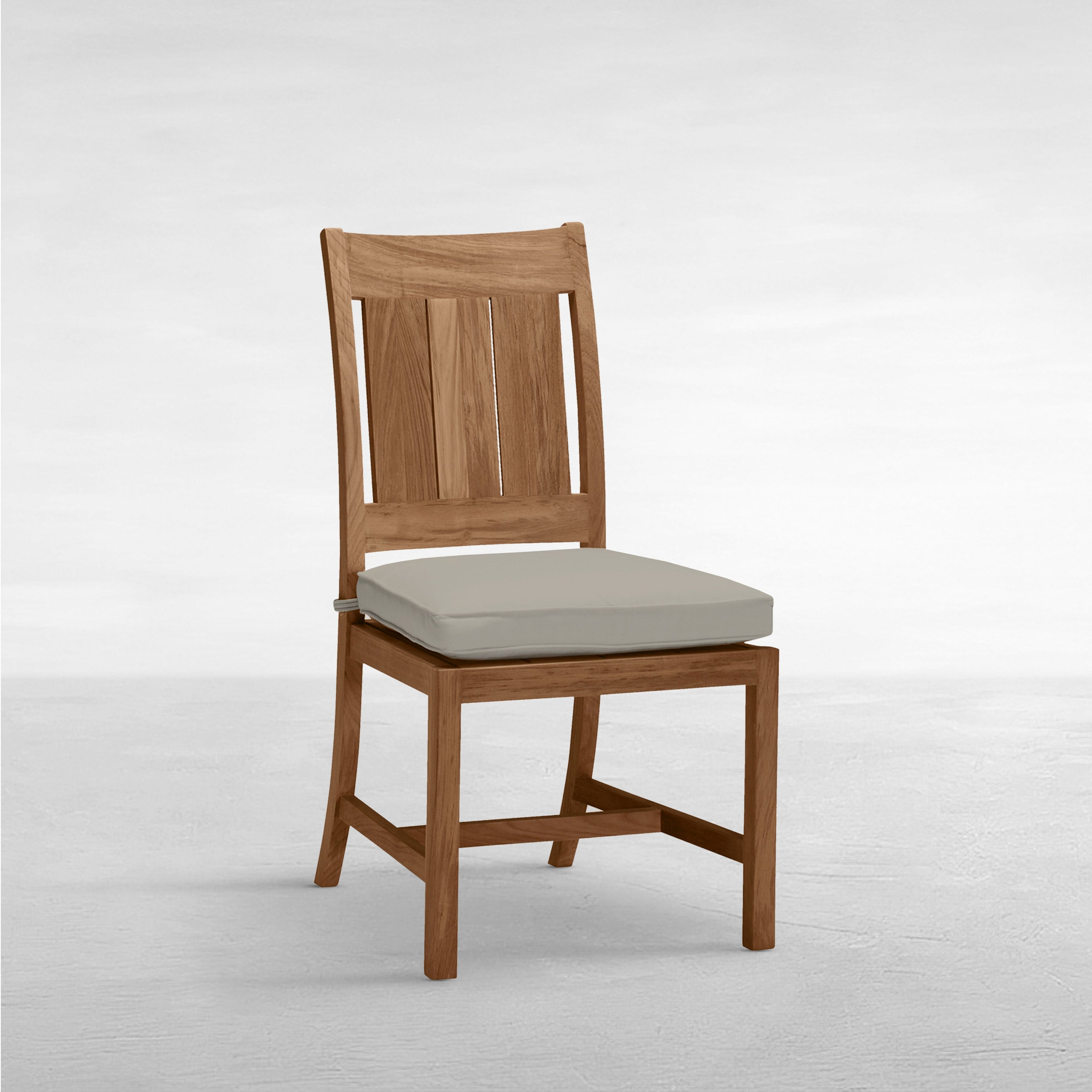 QS Croquet Teak Side Chair, Nat Teak-Linen Dove