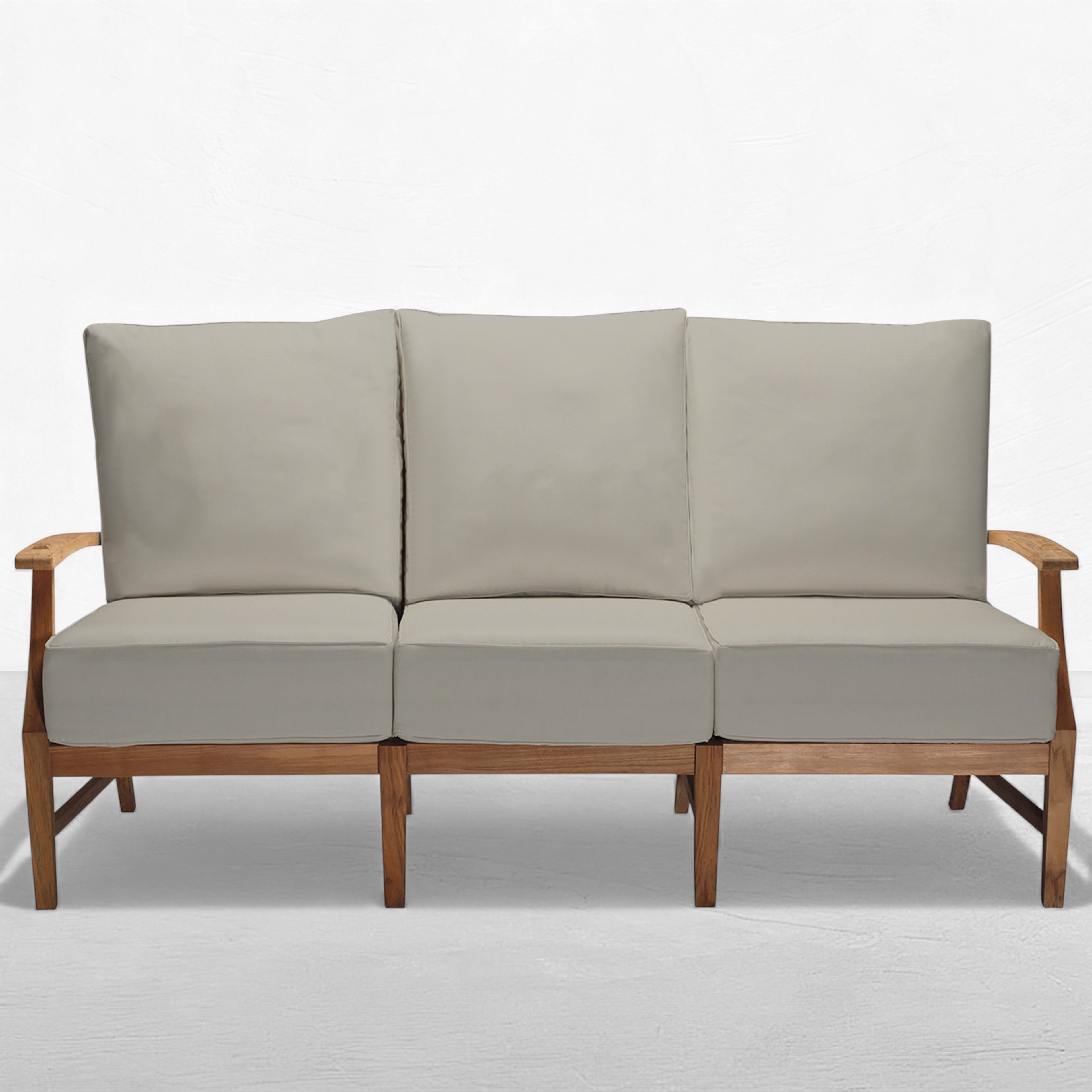 QS Croquet Teak Sofa, Natural Teak-Linen Dove