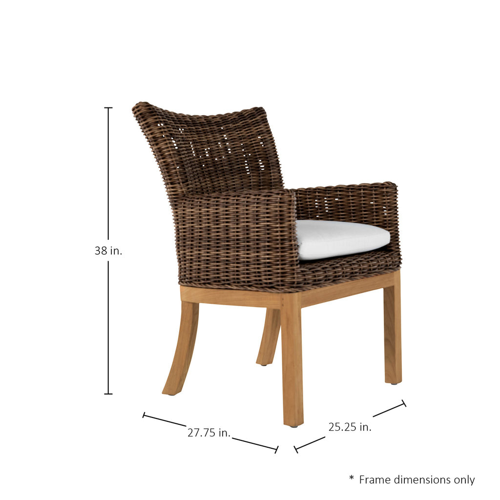 Montauk Resin Wicker Teak Outdoor Arm Chair