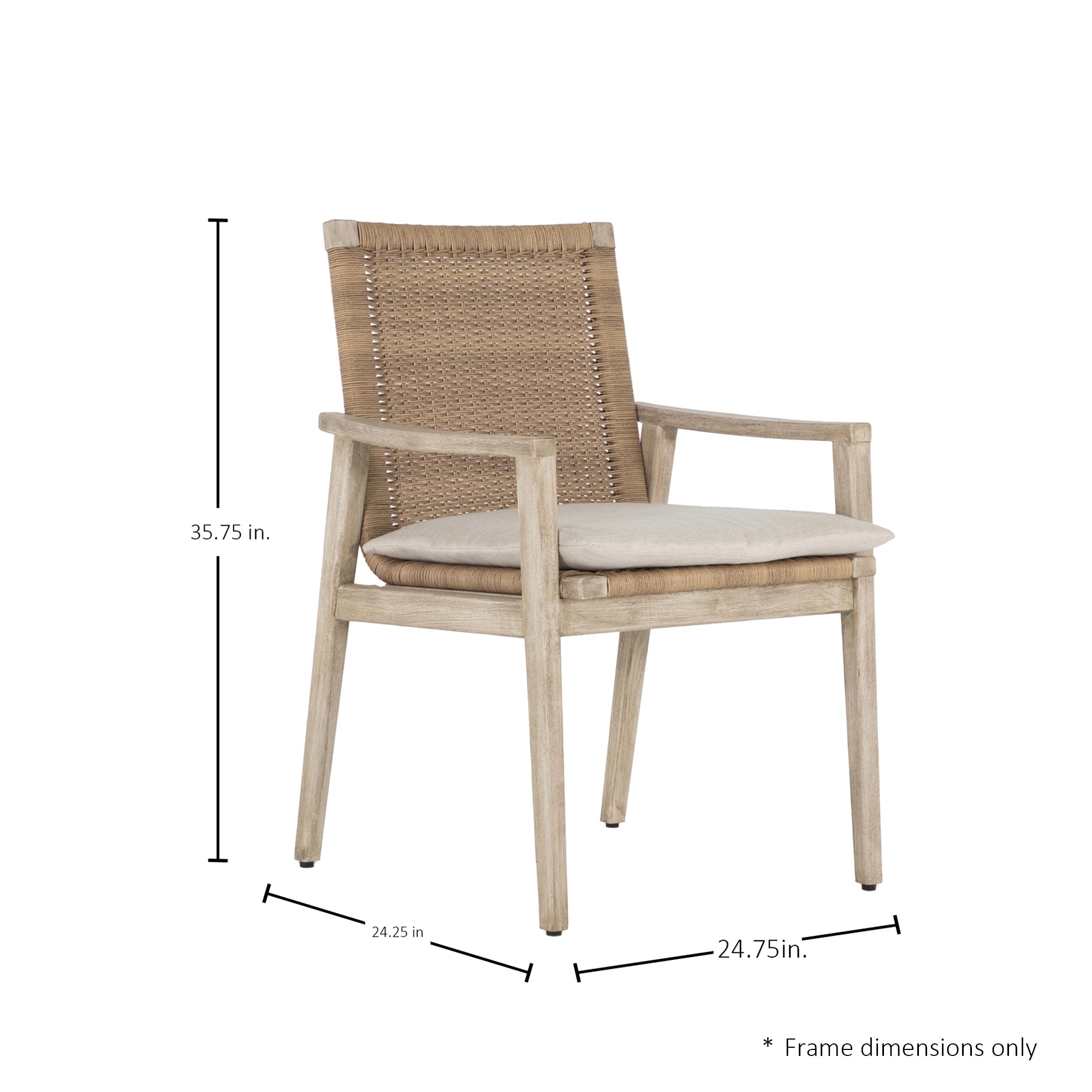 Pointe Wicker Teak Outdoor Dining Arm Chair