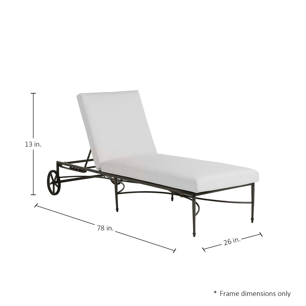 Roma Aluminum Outdoor Armless Chaise Lounge