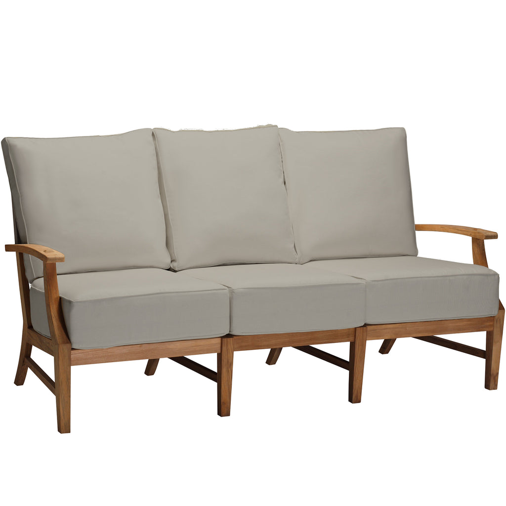 QS Croquet Teak Sofa, Natural Teak-Linen Dove